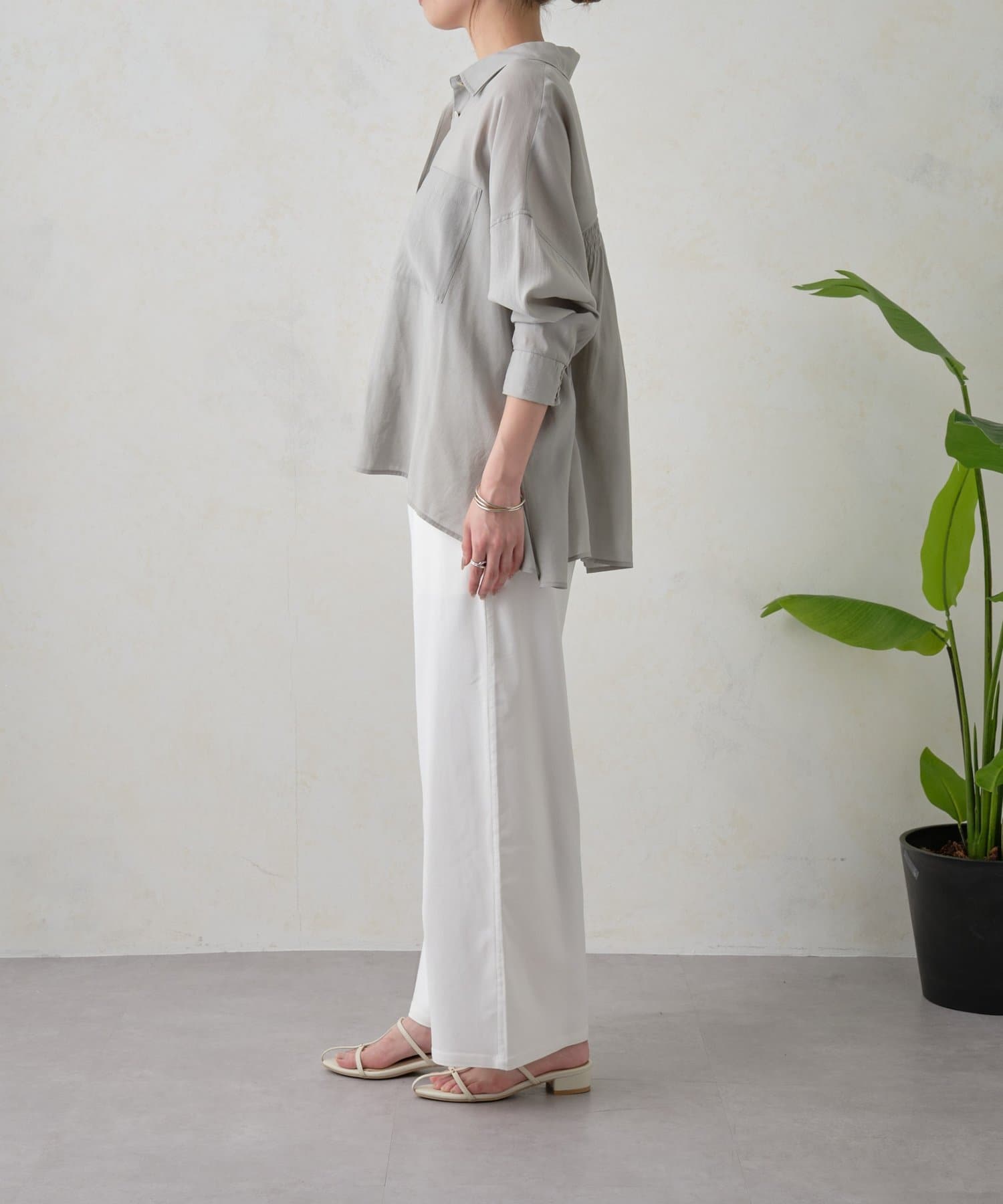 Jena　espace merveilleux(ジェナ　エスパスメルヴェイユ) ストレッチワイドストレートパンツ