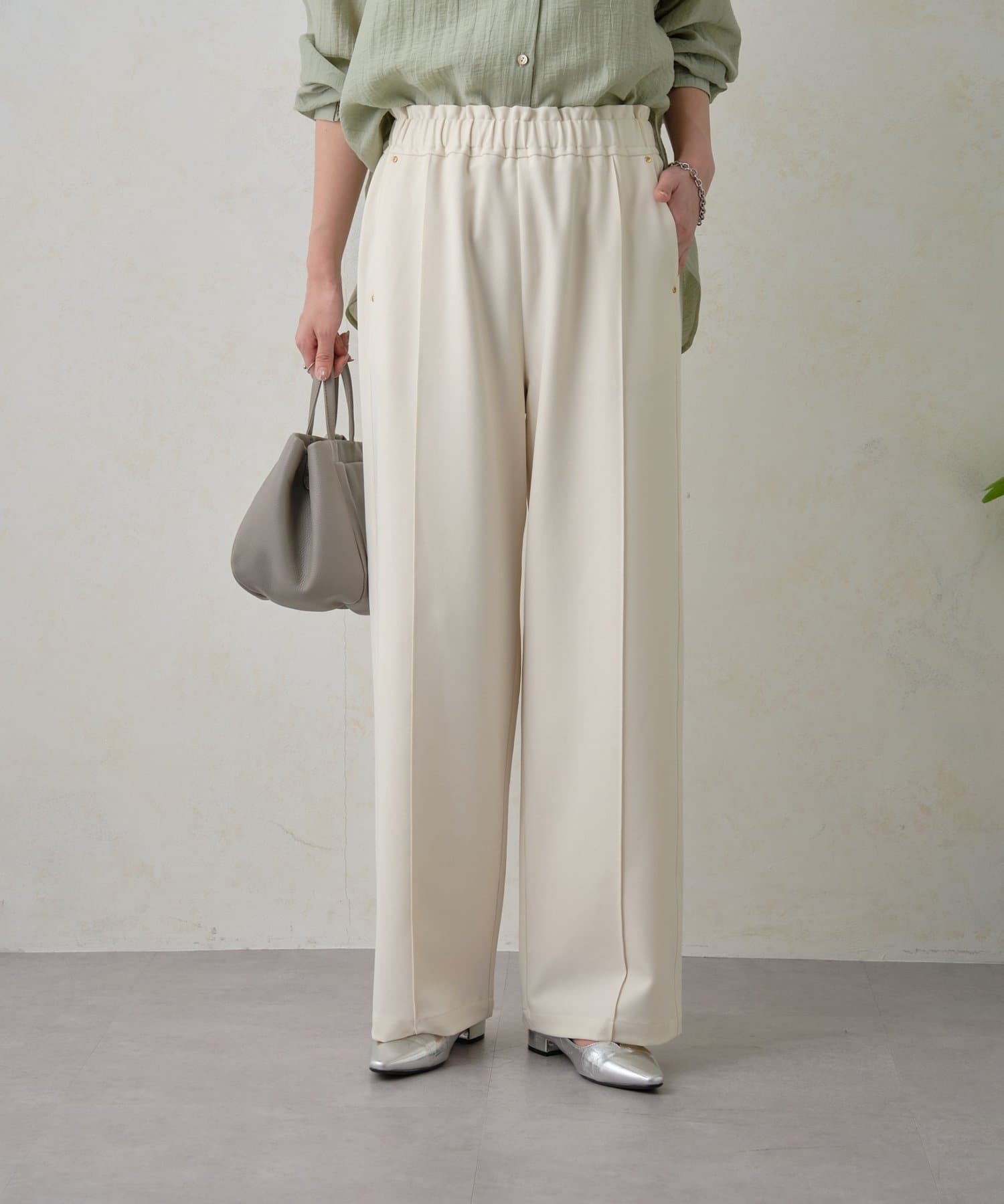 Jena　espace merveilleux(ジェナ　エスパスメルヴェイユ) 　【高身長パンツ】スタッズポケットイージーパンツ