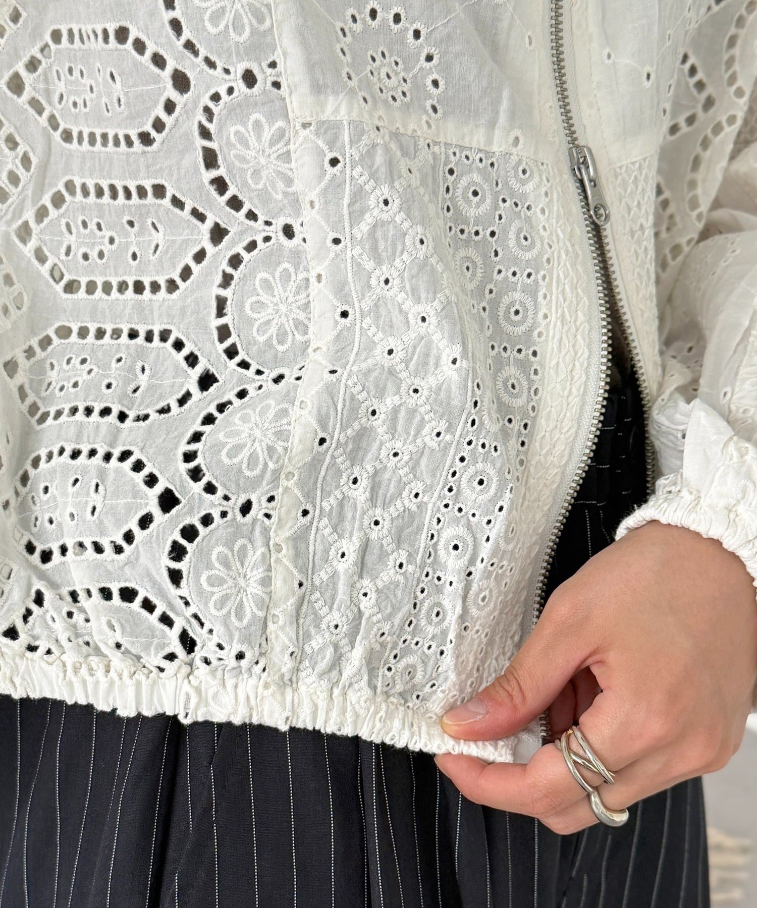 CPCM(シーピーシーエム) パッチワークレースジップパーカー