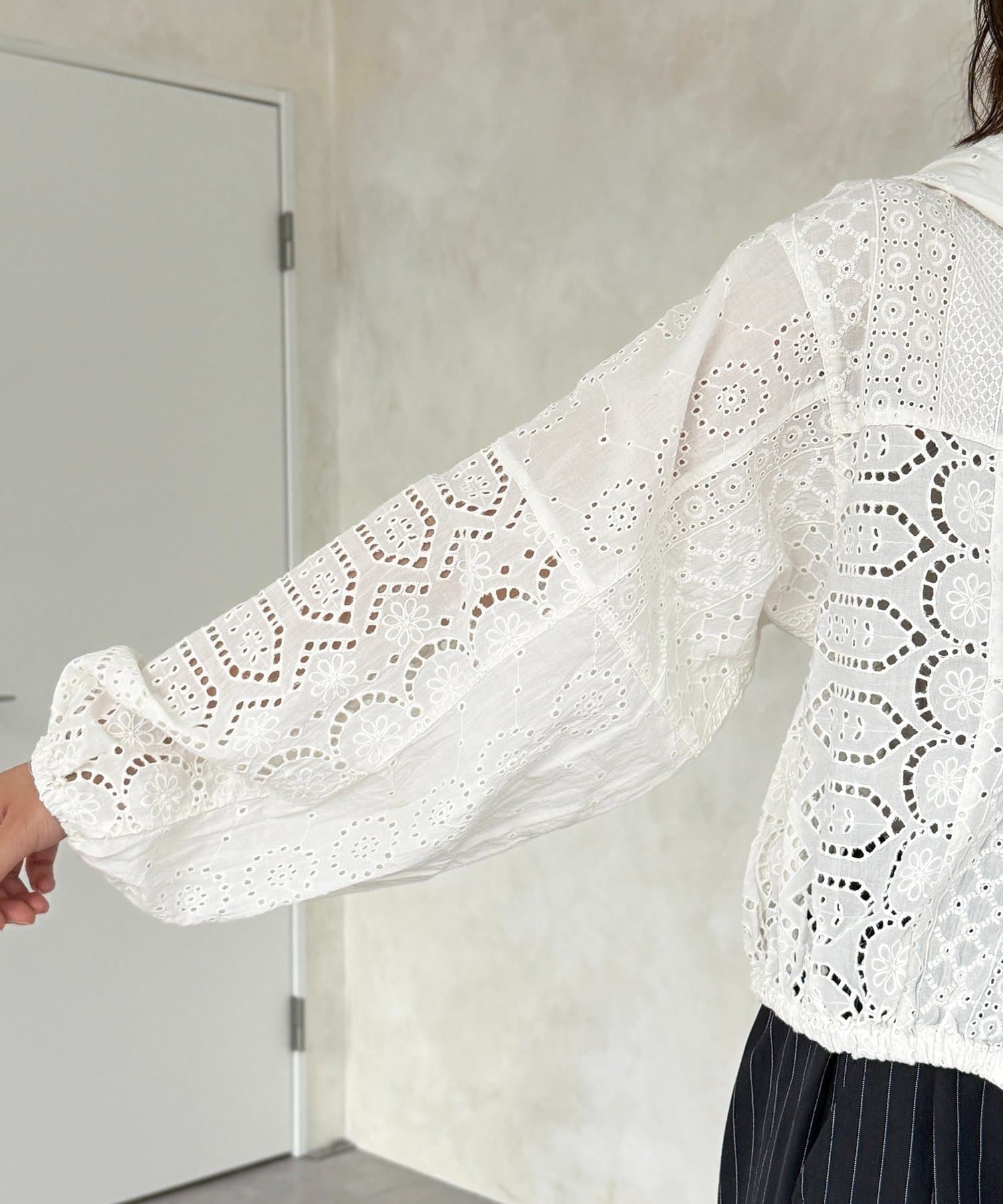 CPCM(シーピーシーエム) パッチワークレースジップパーカー