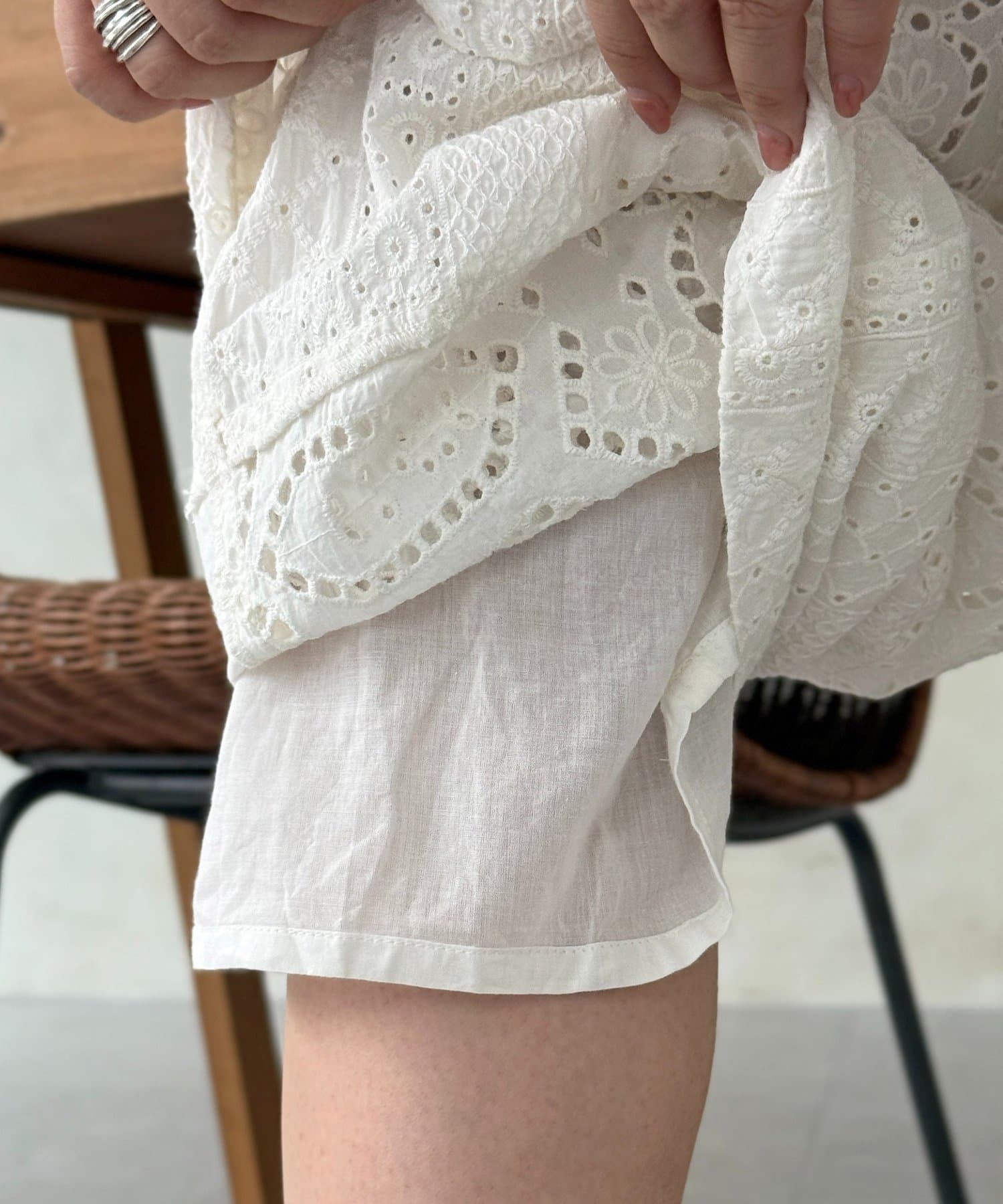 CPCM(シーピーシーエム) パッチワークレースパンツ