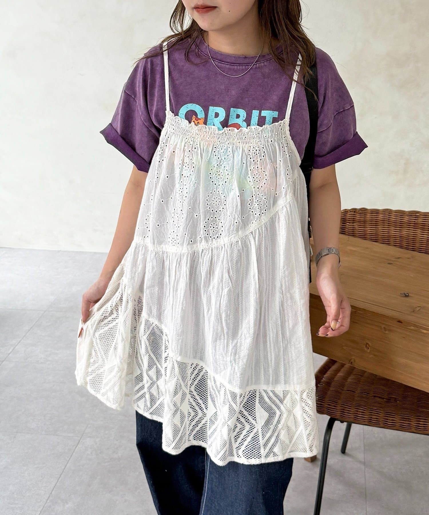 CPCM(シーピーシーエム) パッチワークレースキャミチュニック