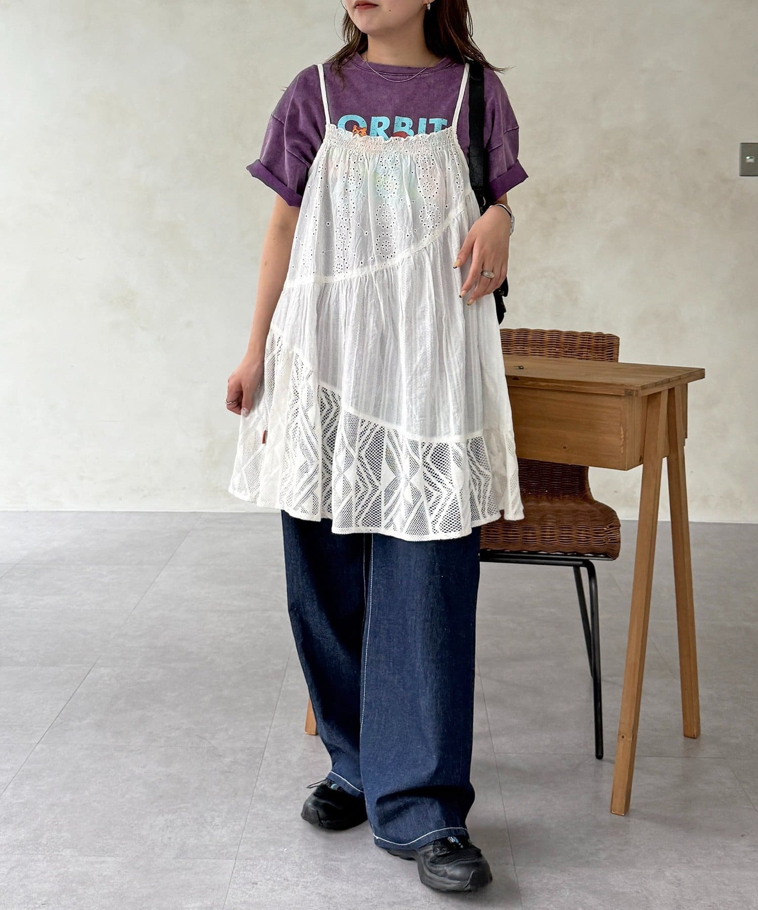 CPCM(シーピーシーエム) パッチワークレースキャミチュニック