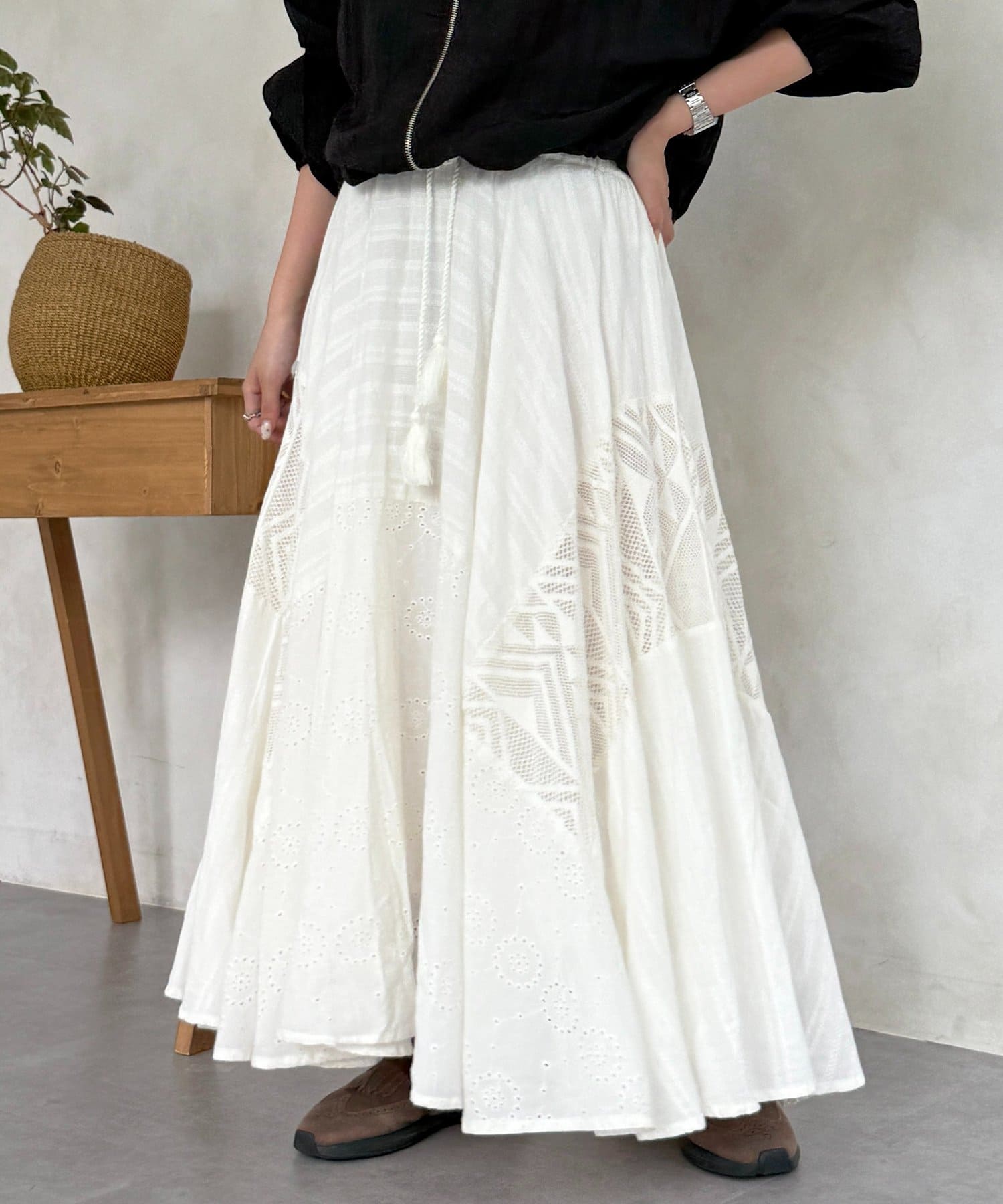 CPCM(シーピーシーエム) パッチワークレーススカート