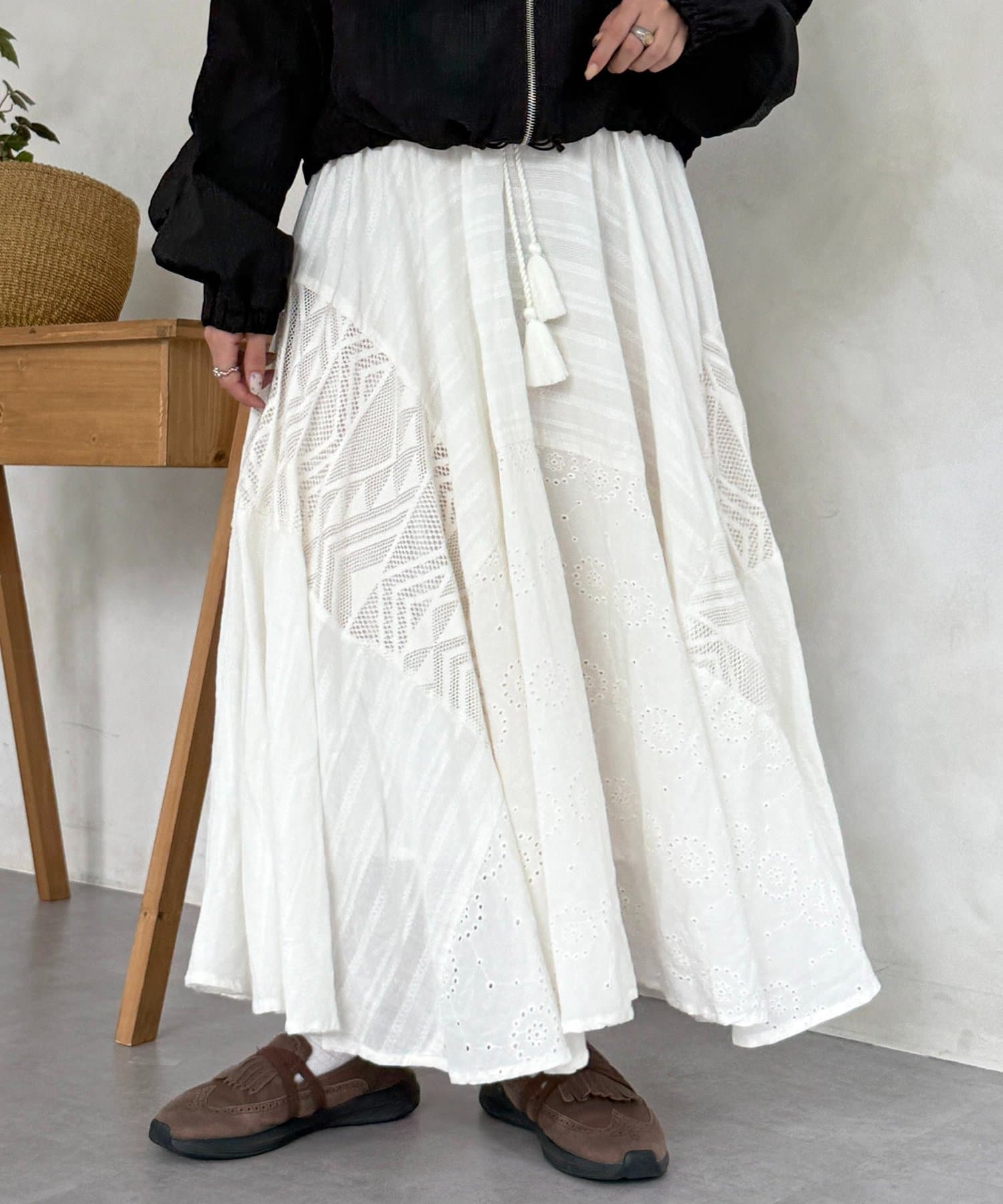 CPCM(シーピーシーエム) パッチワークレーススカート