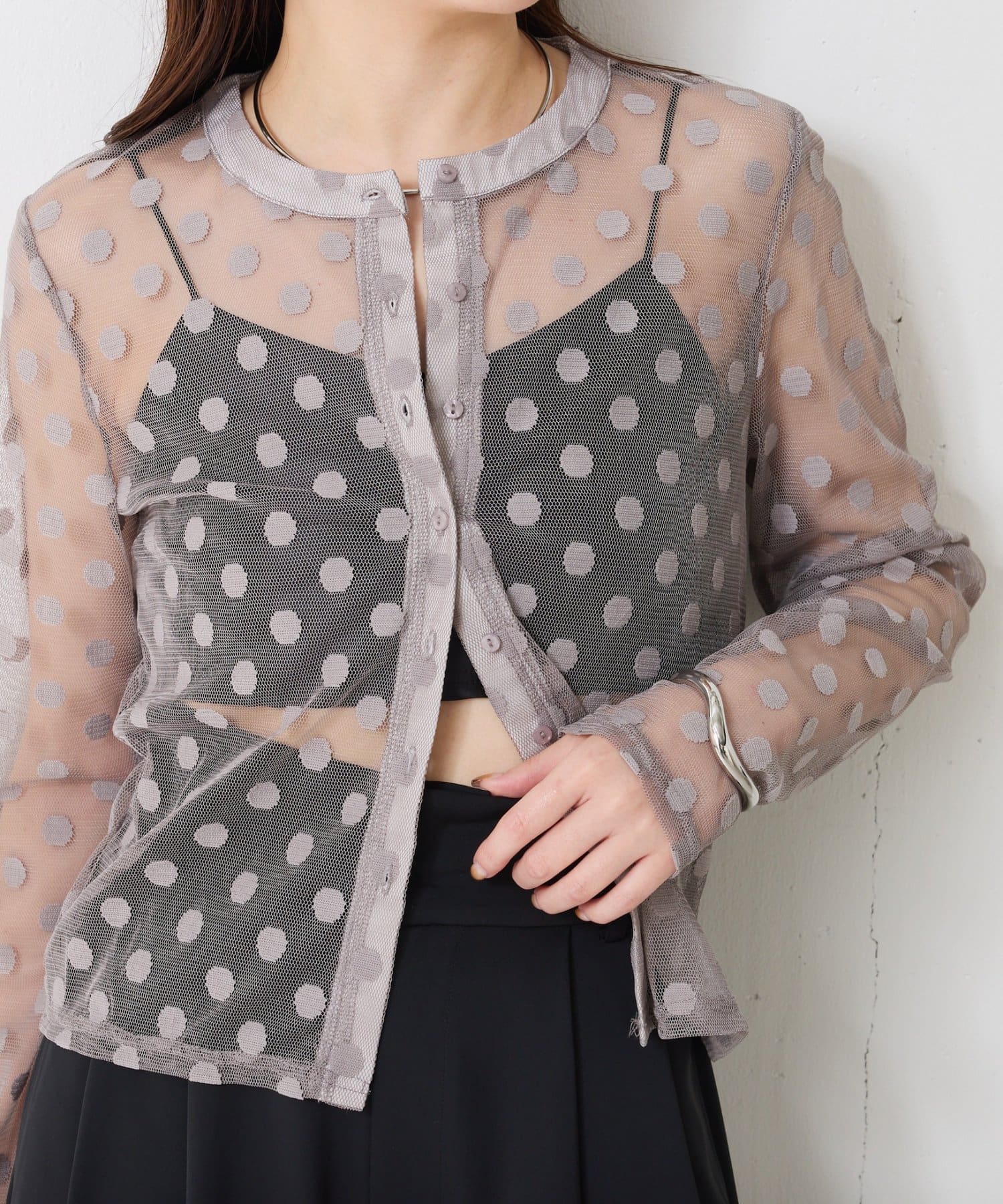 COLLAGE GALLARDAGALANTE(コラージュ ガリャルダガランテ) 【Nuel/ヌエル】 キャミ付きドットカーディガン