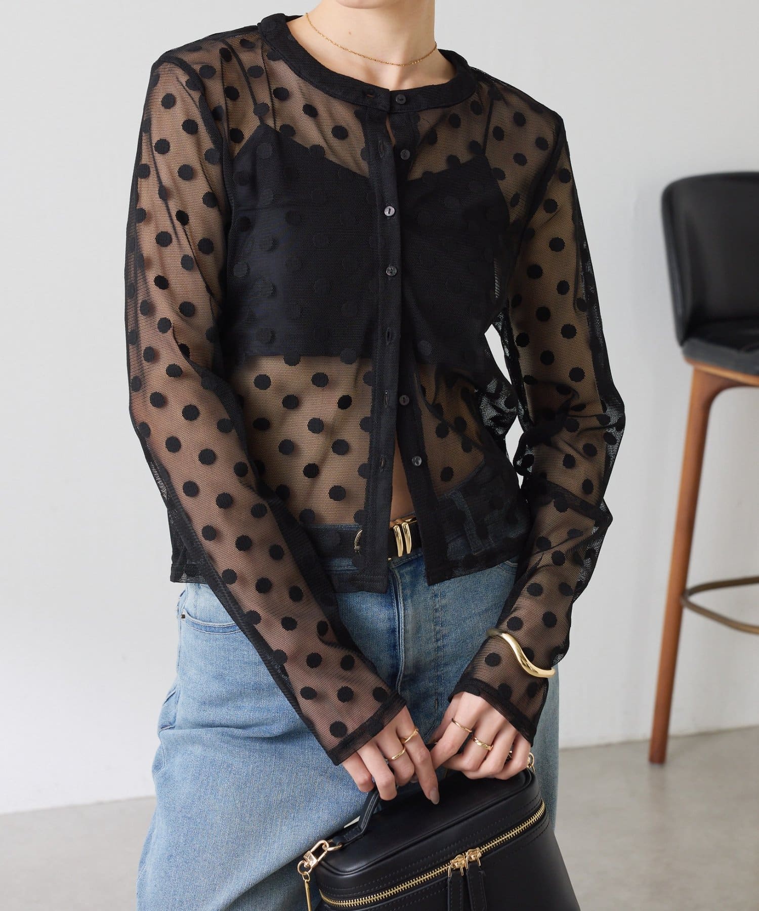 COLLAGE GALLARDAGALANTE(コラージュ ガリャルダガランテ) 【Nuel/ヌエル】 キャミ付きドットカーディガン