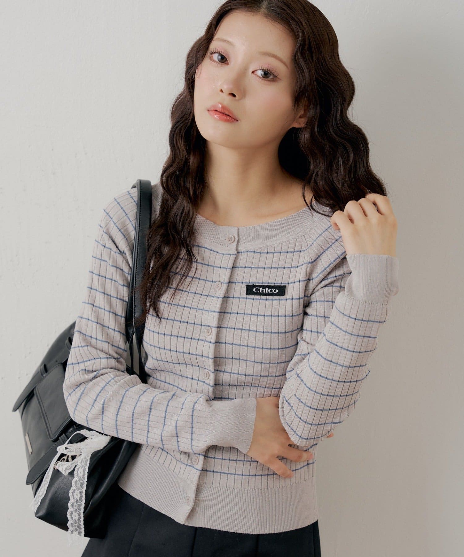 Chico(チコ) オフショルボーダーニットカーディガン