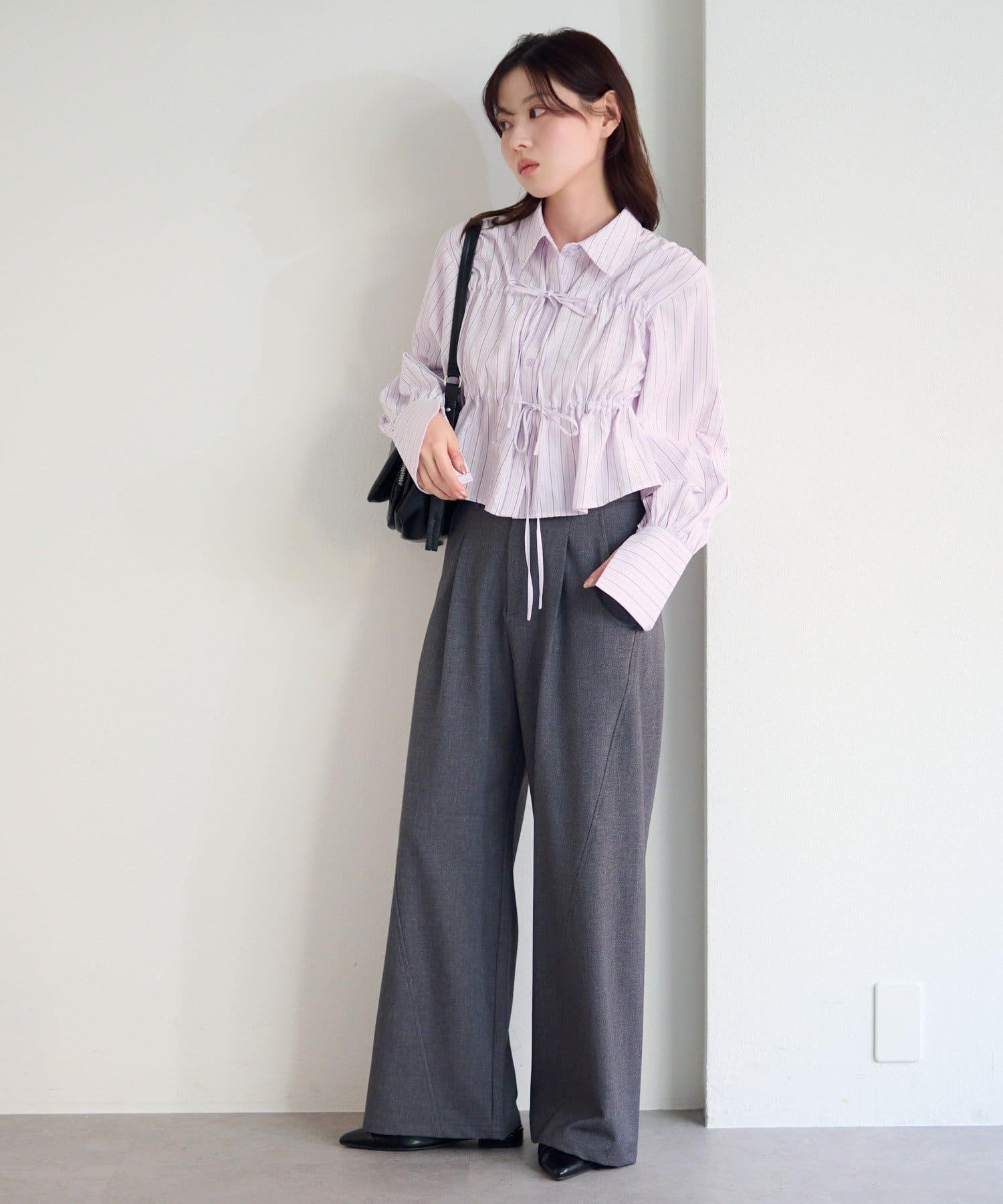 Kastane(カスタネ) 【2.15(日)0:00発売/SETUP対応】フロントリボンストライプシャツ