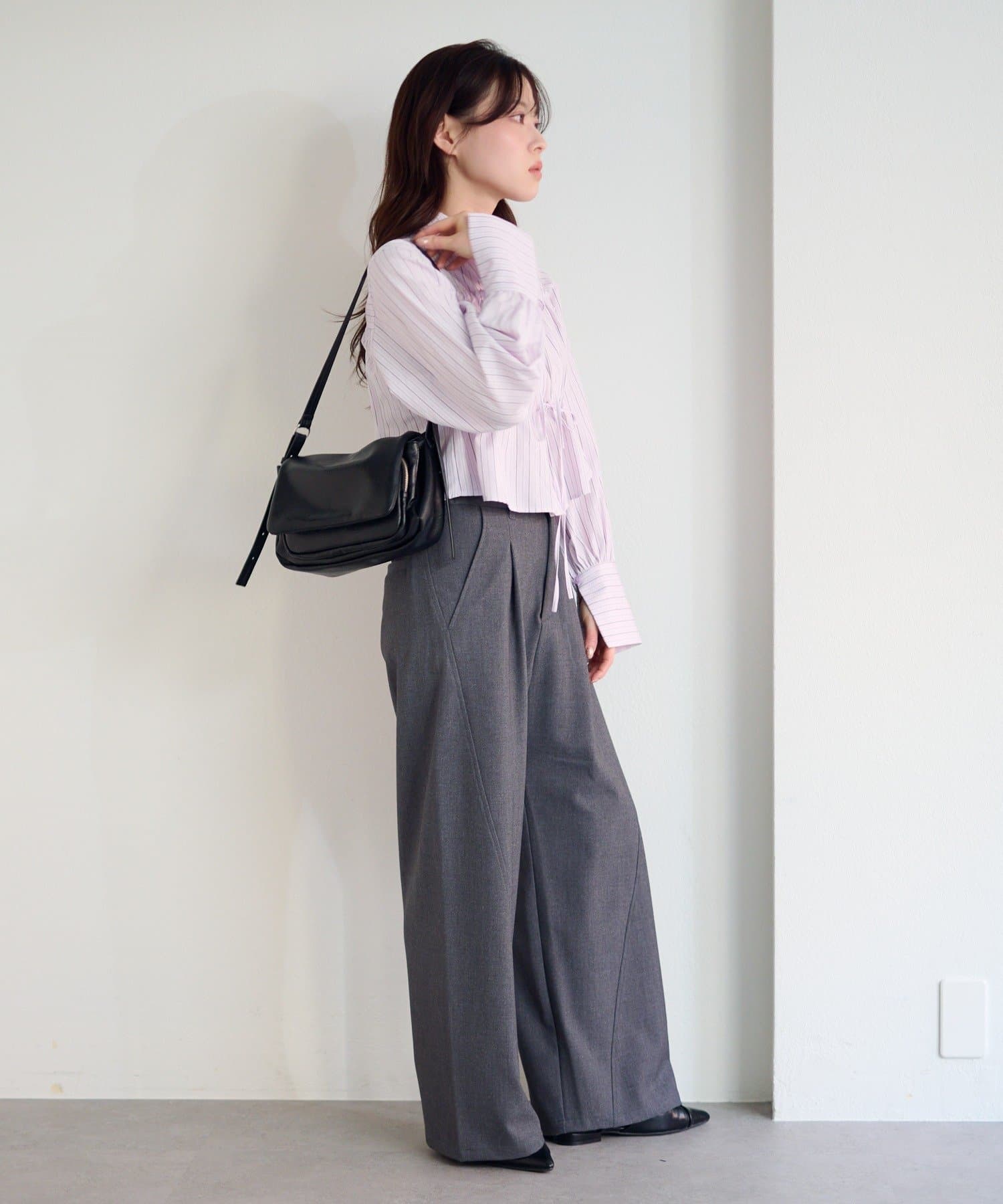 Kastane(カスタネ) 【WEB先行/SETUP対応】フロントリボンストライプシャツ