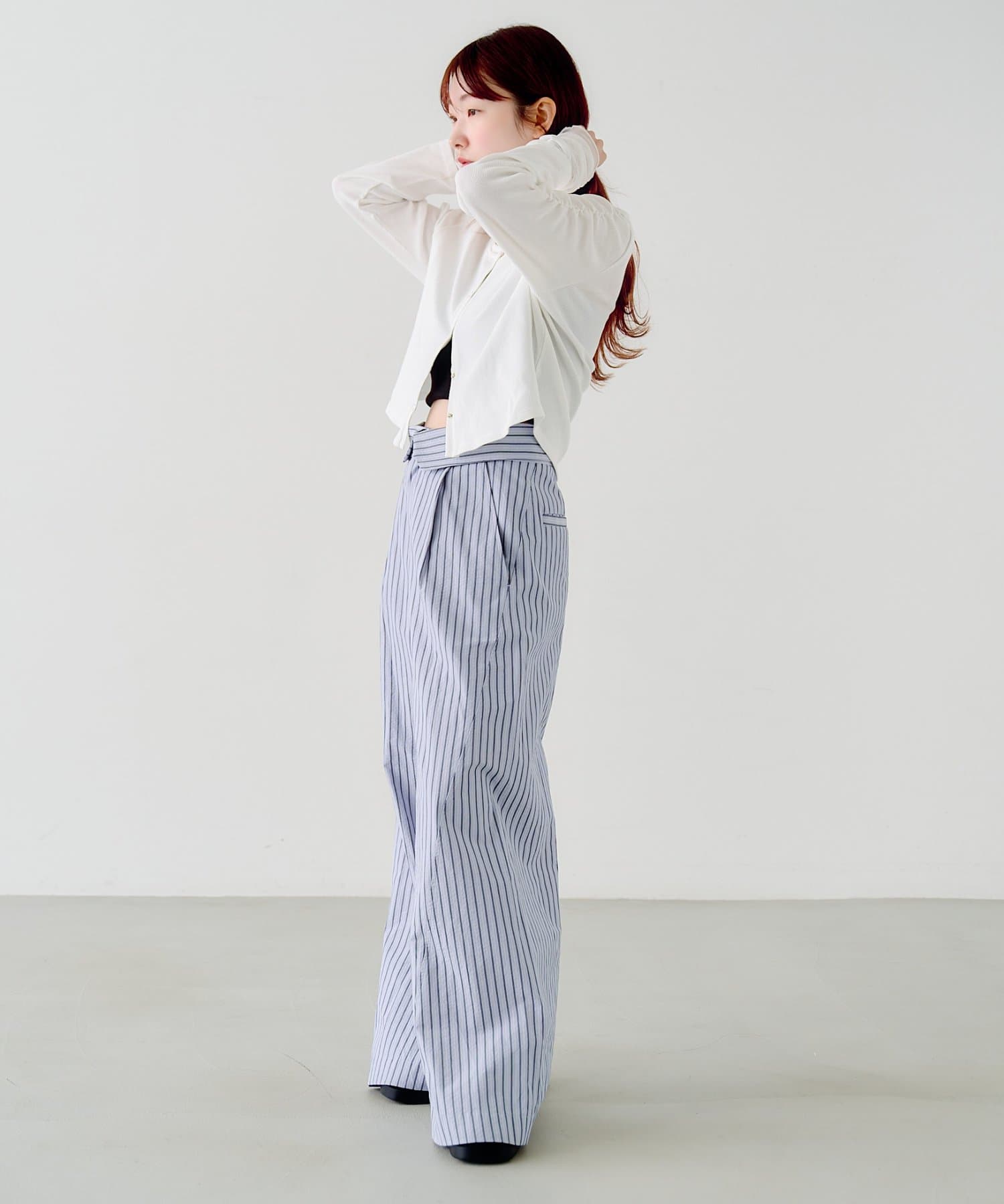 Kastane(カスタネ) 【SETUP対応/2サイズ展開/低身長サイズ】ストライプフラップパンツ