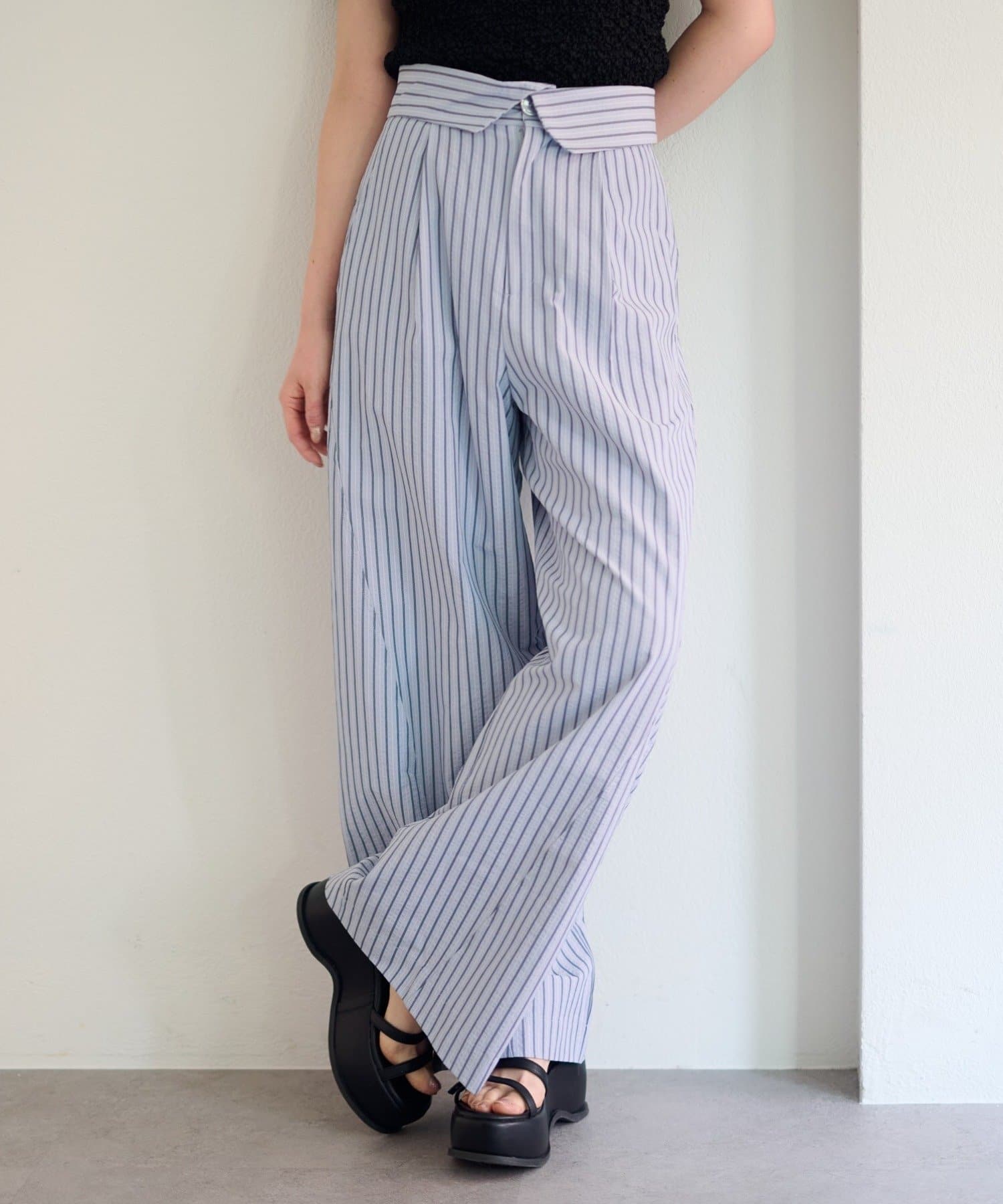 Kastane(カスタネ) 【2.15(日)0:00発売/SETUP対応/2サイズ展開/低身長サイズ】ストライプフラップパンツ