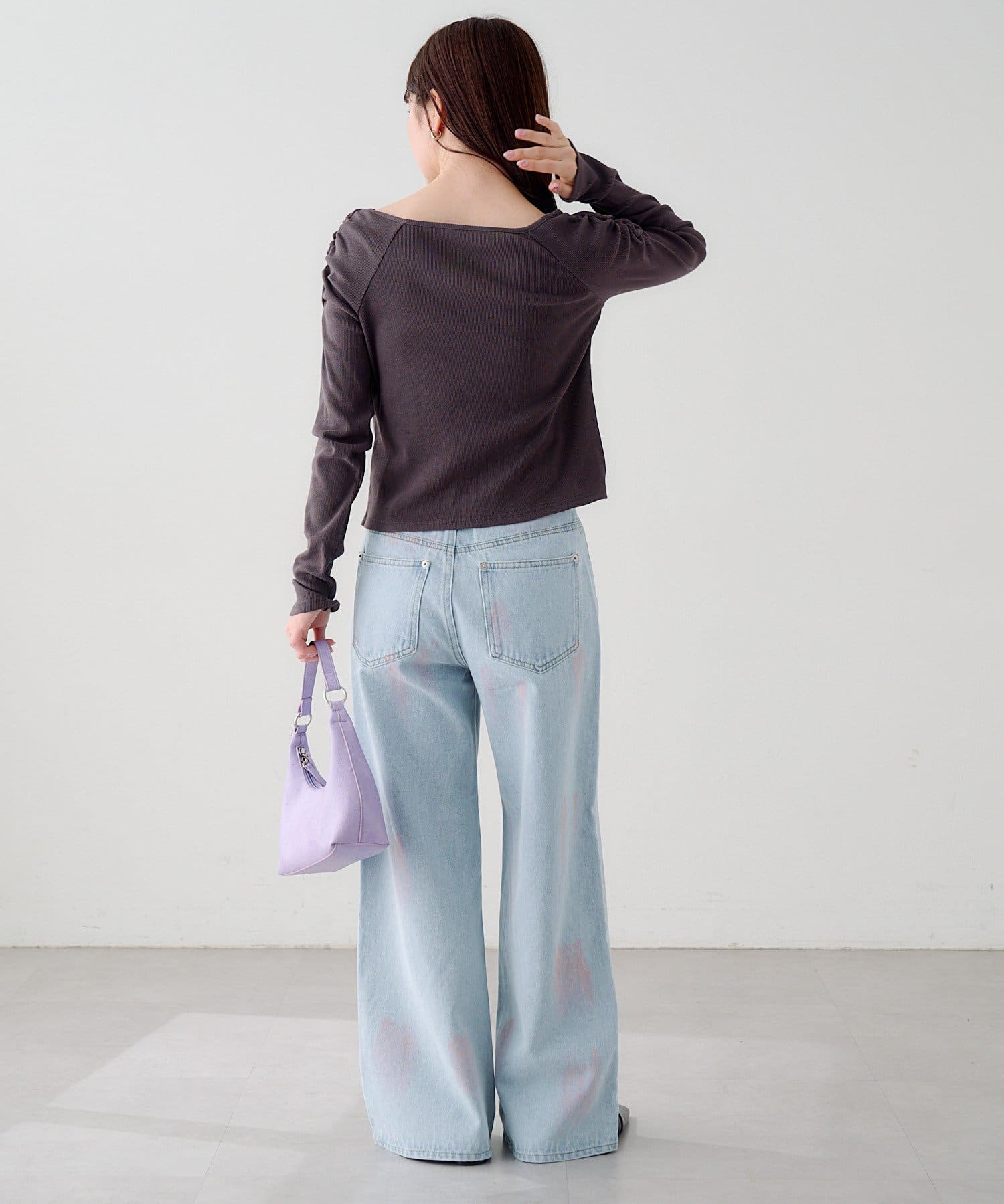 Kastane(カスタネ) 【無地&ボーダー】ギャザーテレコカーディガン