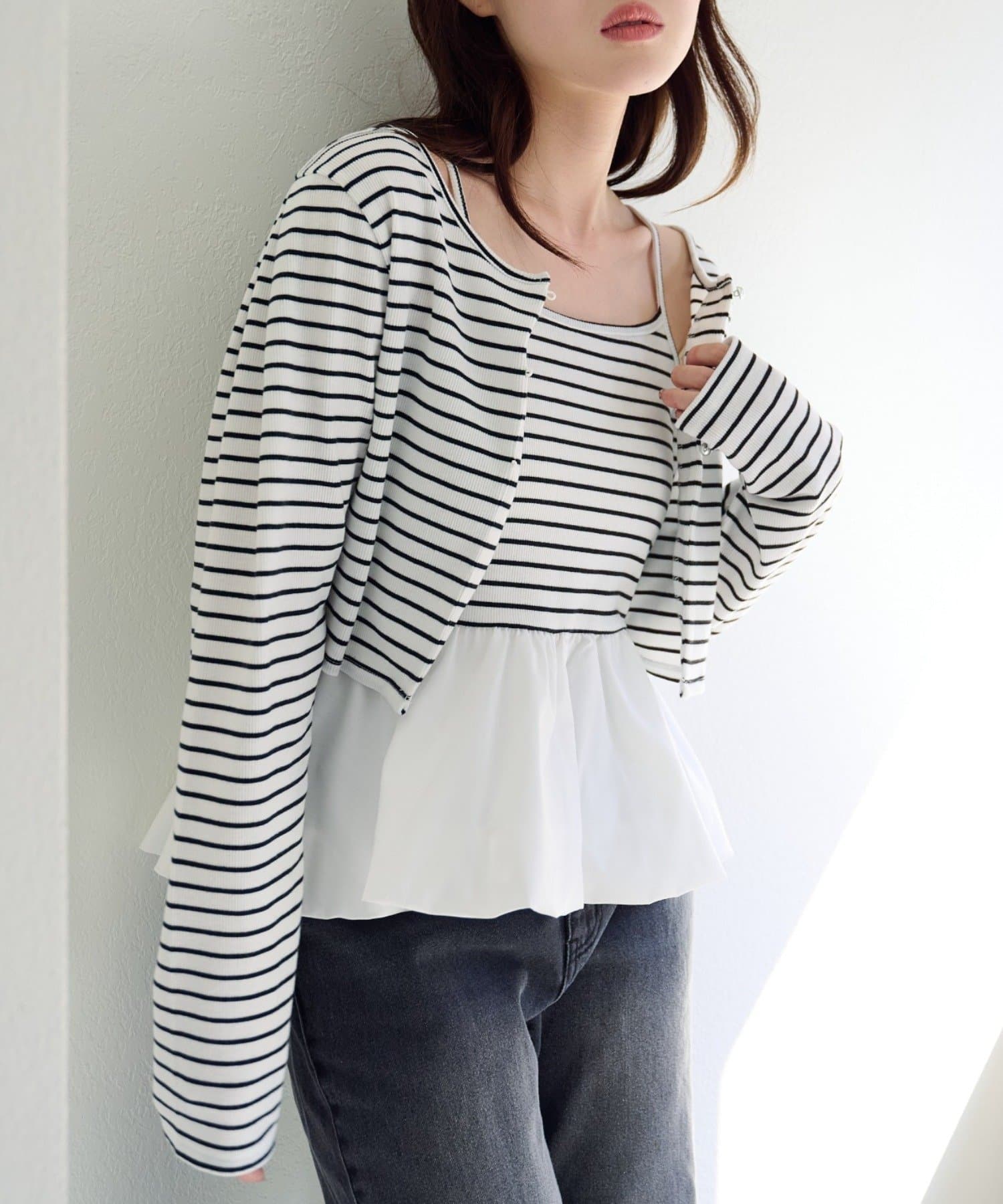 Kastane(カスタネ) 【2.15(日)0:00発売/ボーダー&無地】バルーンキャミカーデSET