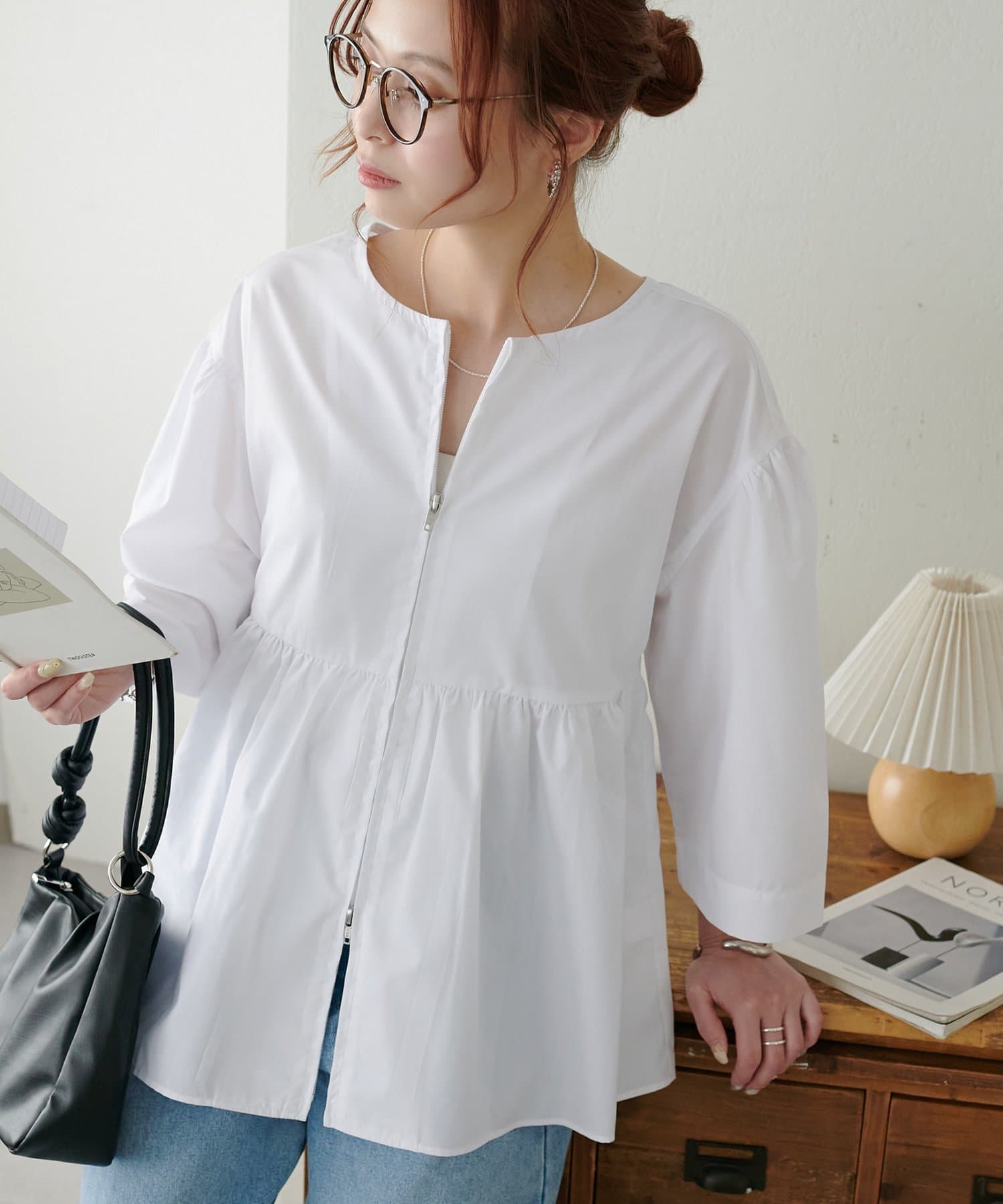 DISCOAT(ディスコート) 【WEB限定】ペプラムWジップシャツ