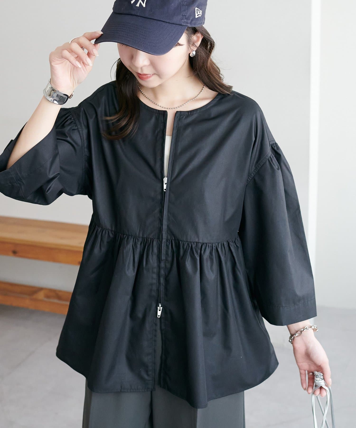 DISCOAT(ディスコート) 【WEB限定】ペプラムWジップシャツ