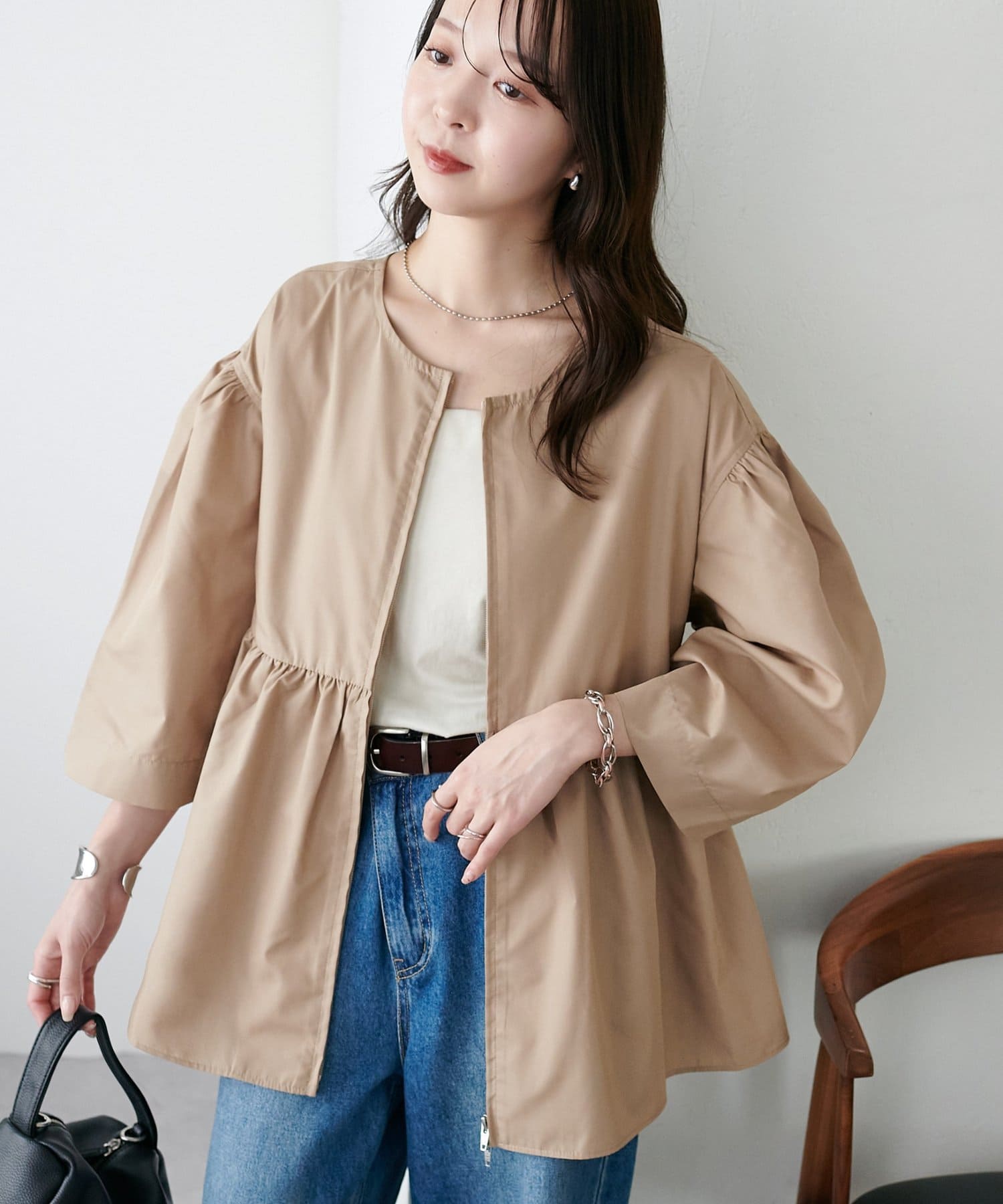 DISCOAT(ディスコート) 【WEB限定】ペプラムWジップシャツ