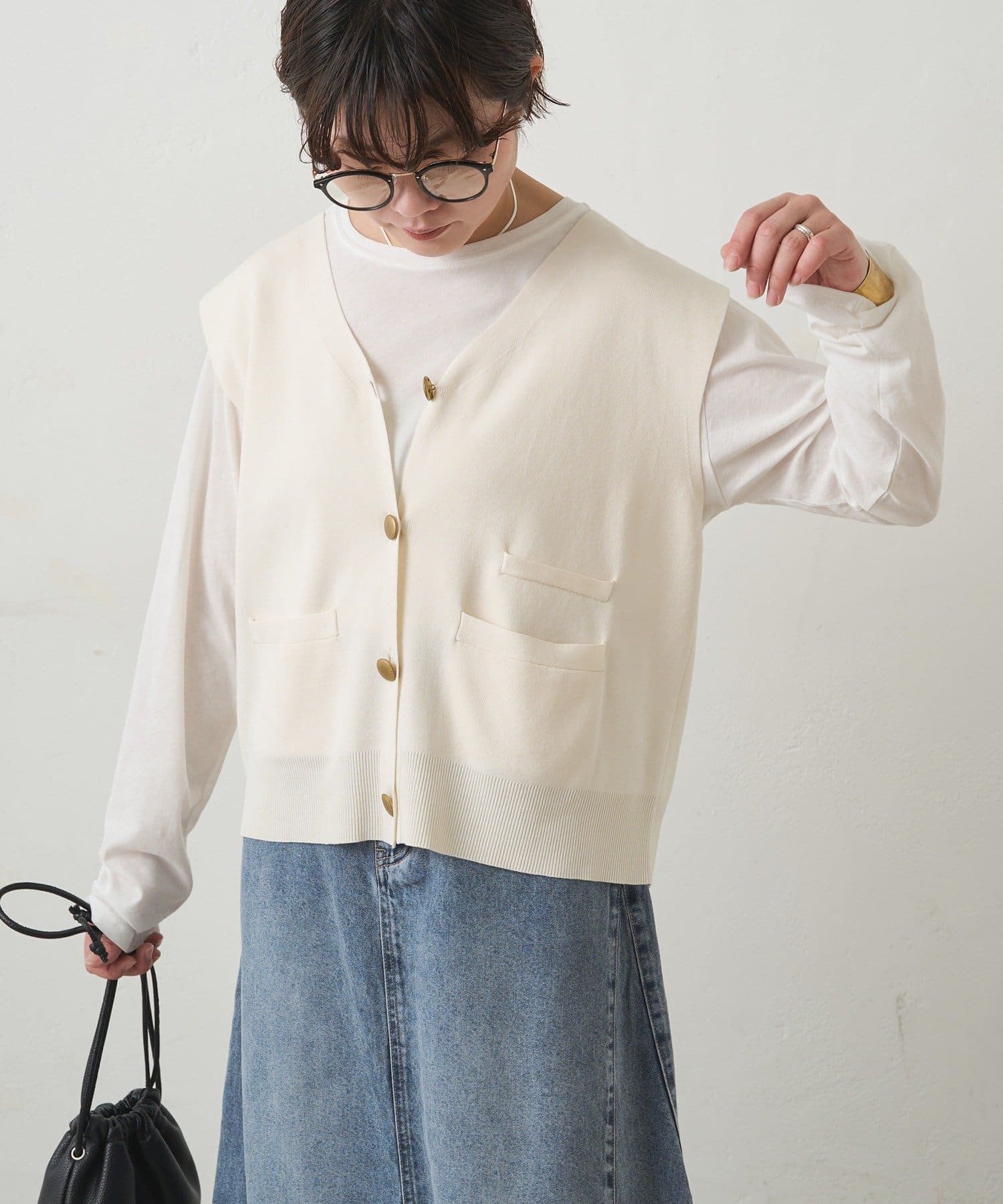 PUAL CE CIN(ピュアルセシン) 【手洗い可能】ミラノリブニットジレベスト