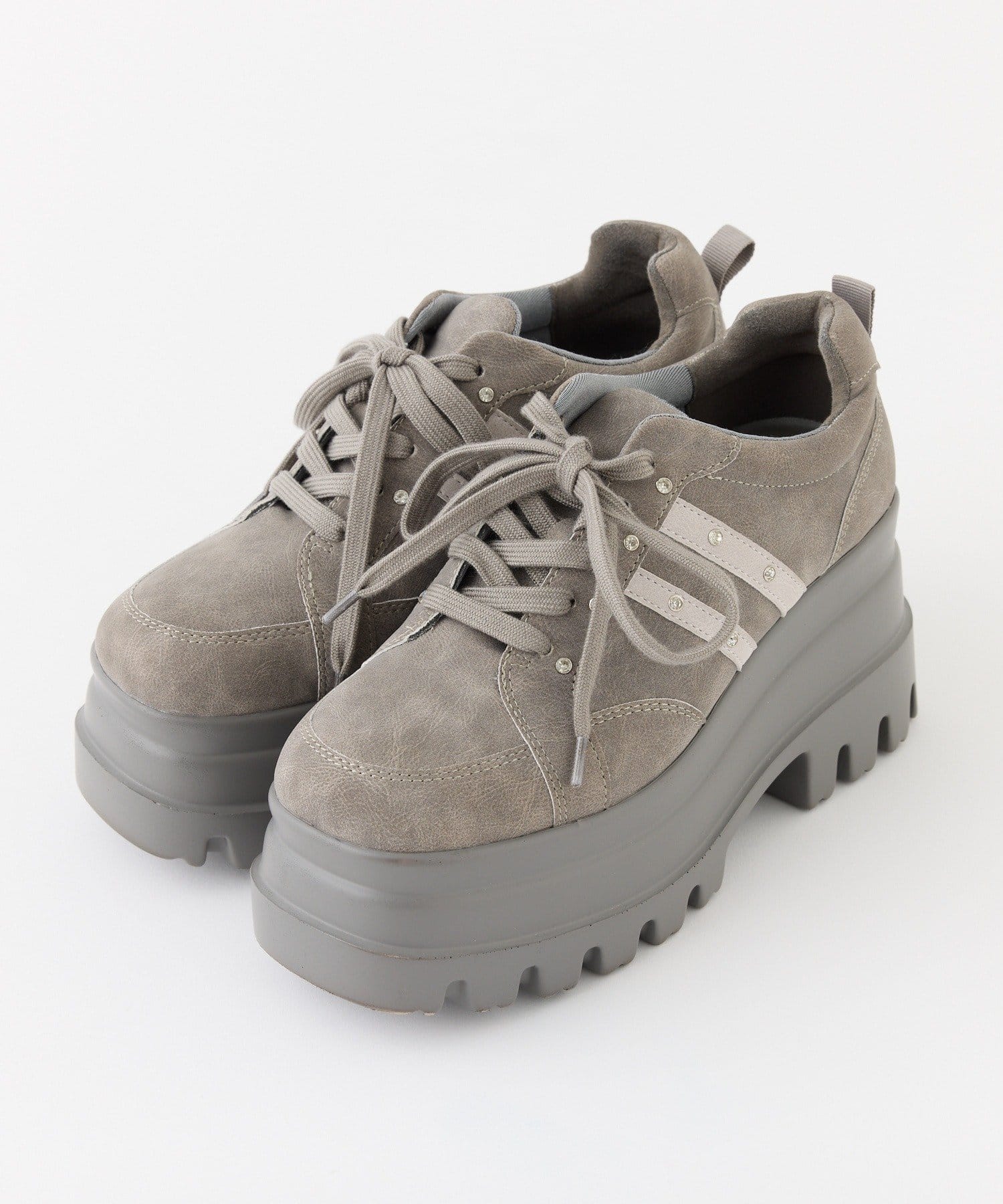 one after another NICE CLAUP(ワンアフターアナザー ナイスクラップ) ビジュー付きトリプルソールスニーカー