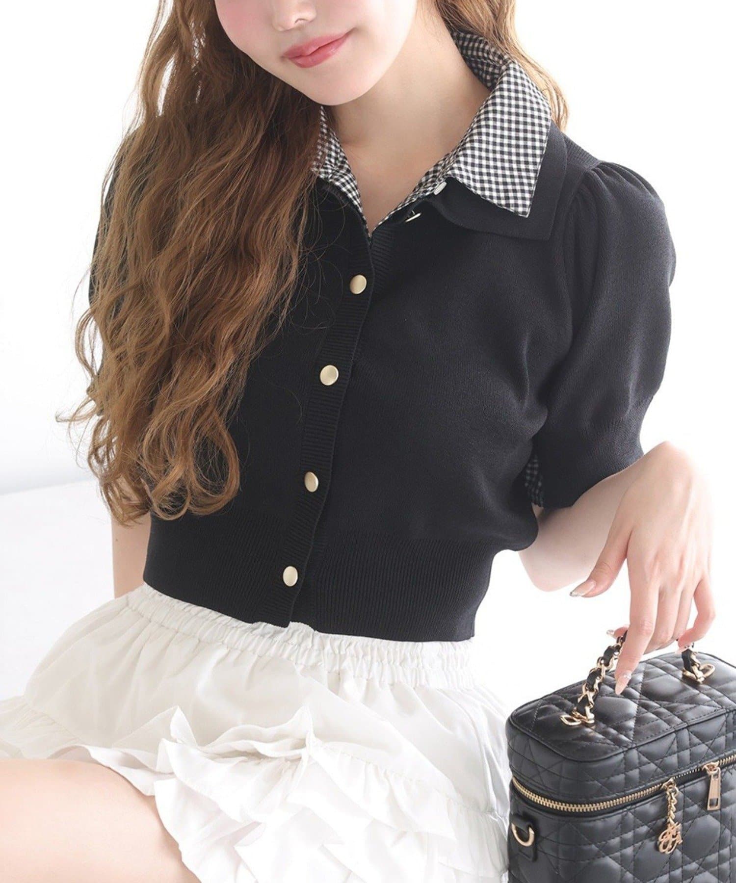 NICE CLAUP / OLIVE des OLIVE OUTLET(ナイスクラップ  / オリーブ デ オリーブ アウトレット) 【one after another】今期トレンド/重ね襟半袖ニット