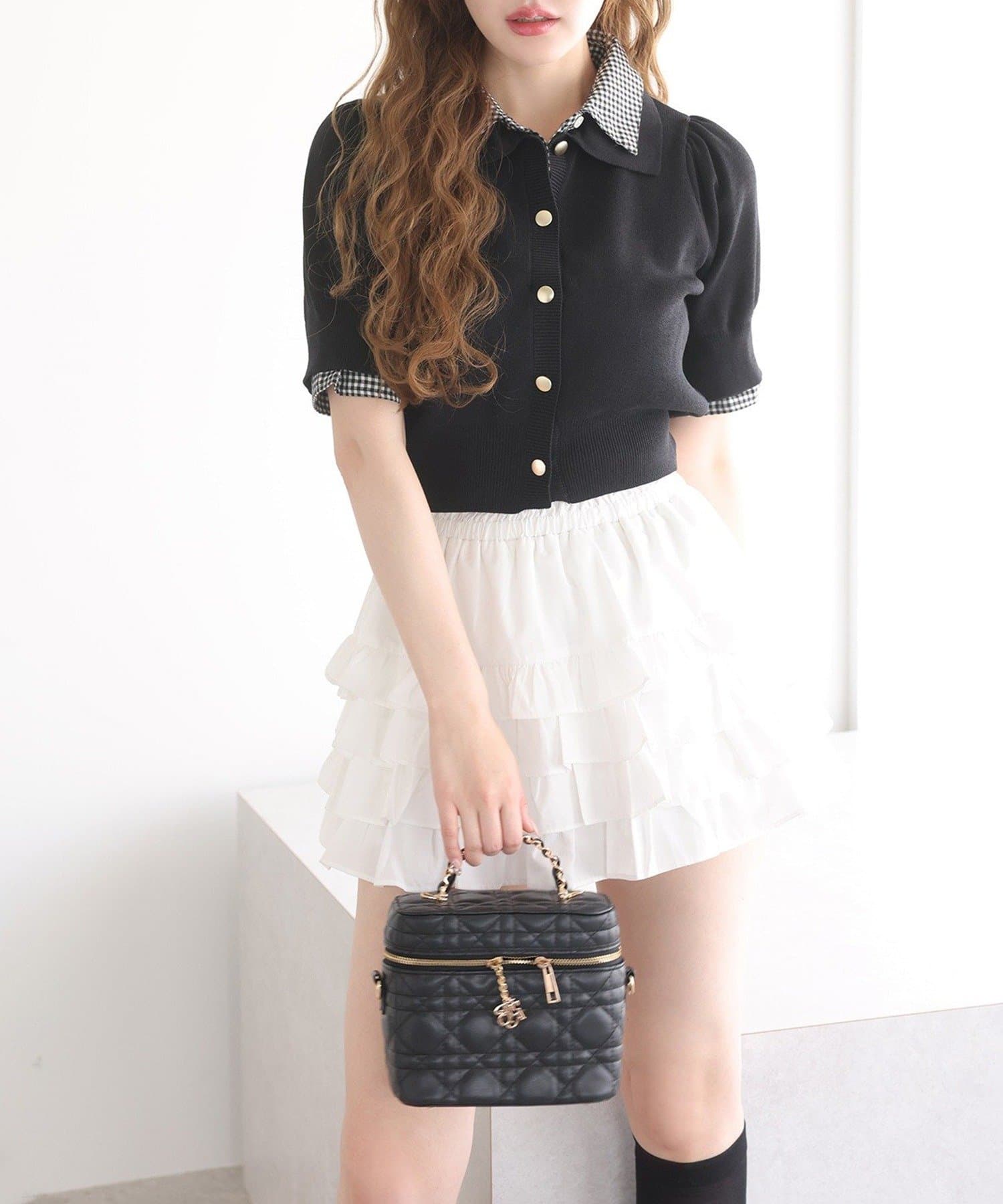 NICE CLAUP / OLIVE des OLIVE OUTLET(ナイスクラップ  / オリーブ デ オリーブ アウトレット) 【one after another】今期トレンド/重ね襟半袖ニット