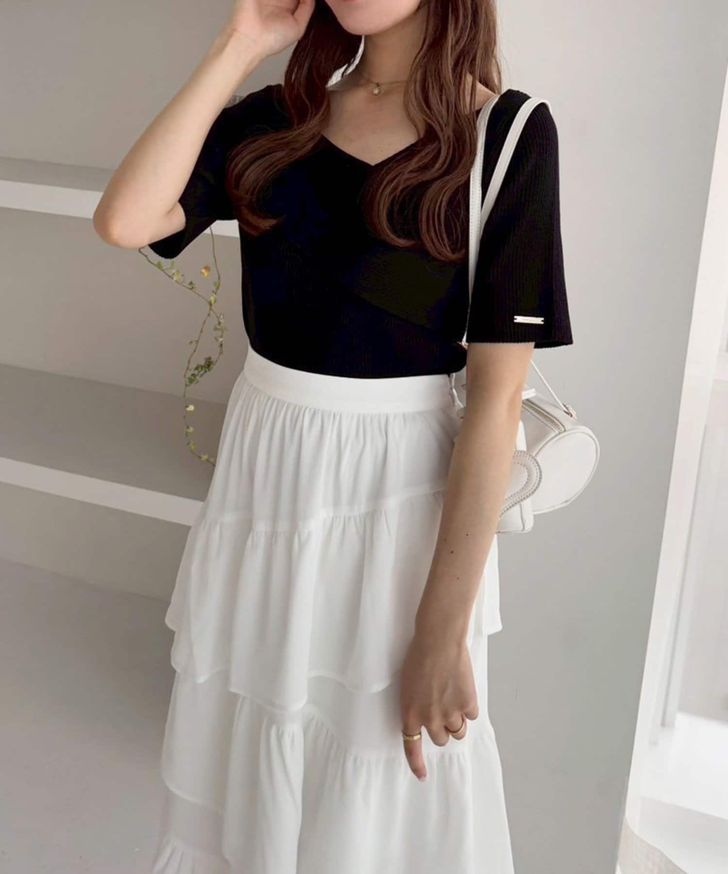 NICE CLAUP / OLIVE des OLIVE OUTLET(ナイスクラップ  / オリーブ デ オリーブ アウトレット) 【one after another】オフショル半袖ニット