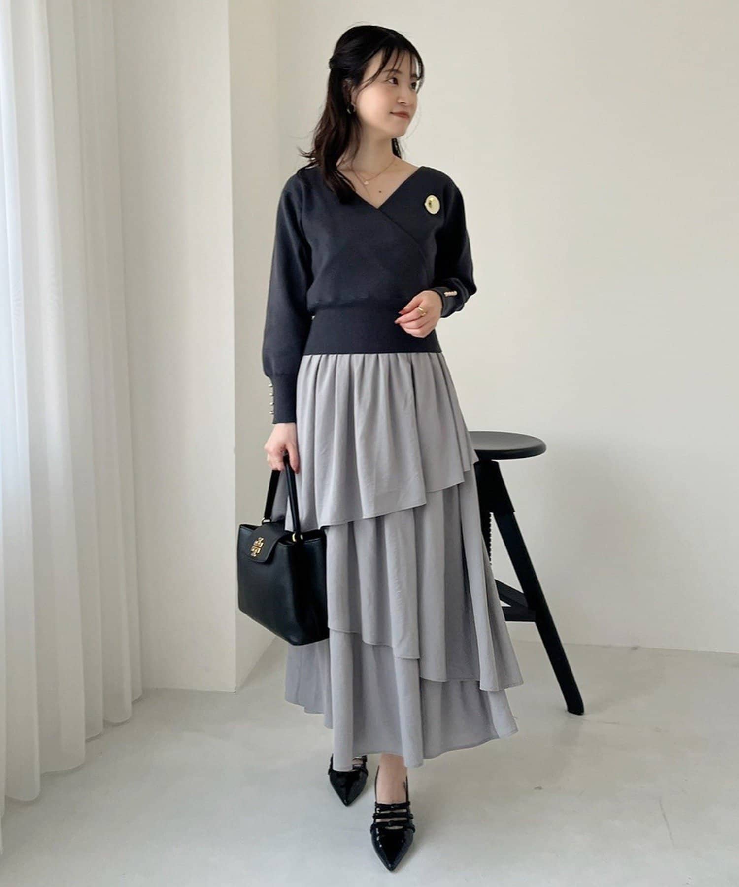 NICE CLAUP / OLIVE des OLIVE OUTLET(ナイスクラップ  / オリーブ デ オリーブ アウトレット) 【one after another】ブローチ付き3WAYニット