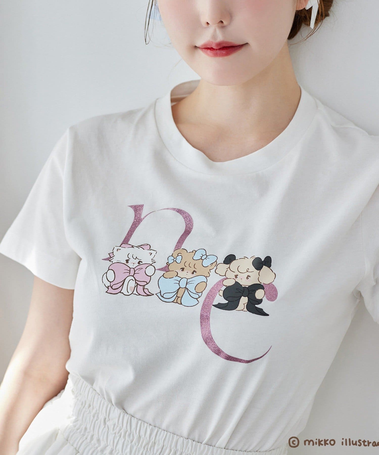 NICE CLAUP / OLIVE des OLIVE OUTLET(ナイスクラップ  / オリーブ デ オリーブ アウトレット) 【one after another】【mikko コラボ】プリントTシャツ