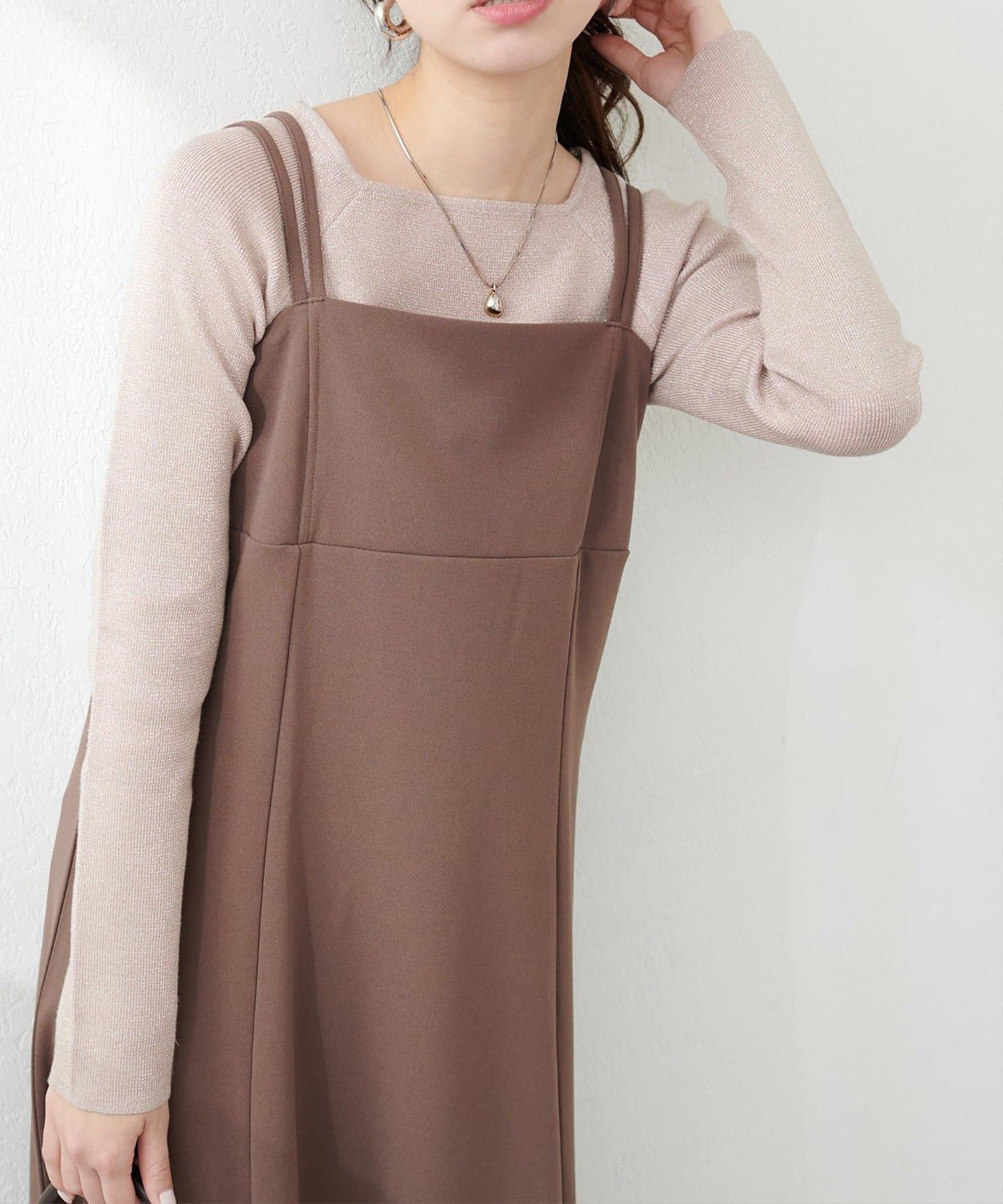 NICE CLAUP / OLIVE des OLIVE OUTLET(ナイスクラップ  / オリーブ デ オリーブ アウトレット) 【natural couture】スクエアネックリブプルオーバー