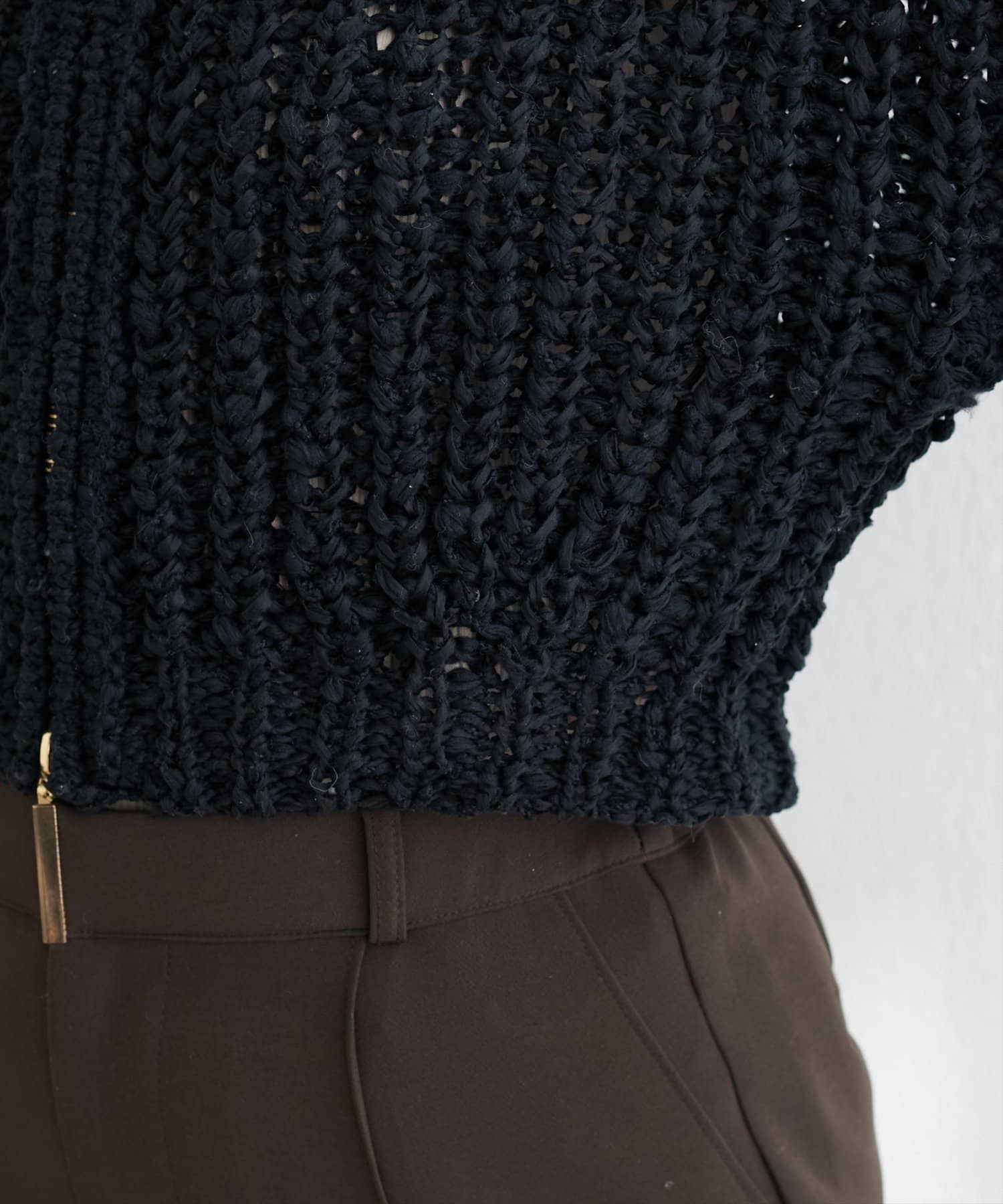 NICE CLAUP / OLIVE des OLIVE OUTLET(ナイスクラップ  / オリーブ デ オリーブ アウトレット) 【 natural couture】リボンヤーンショート丈カーデ