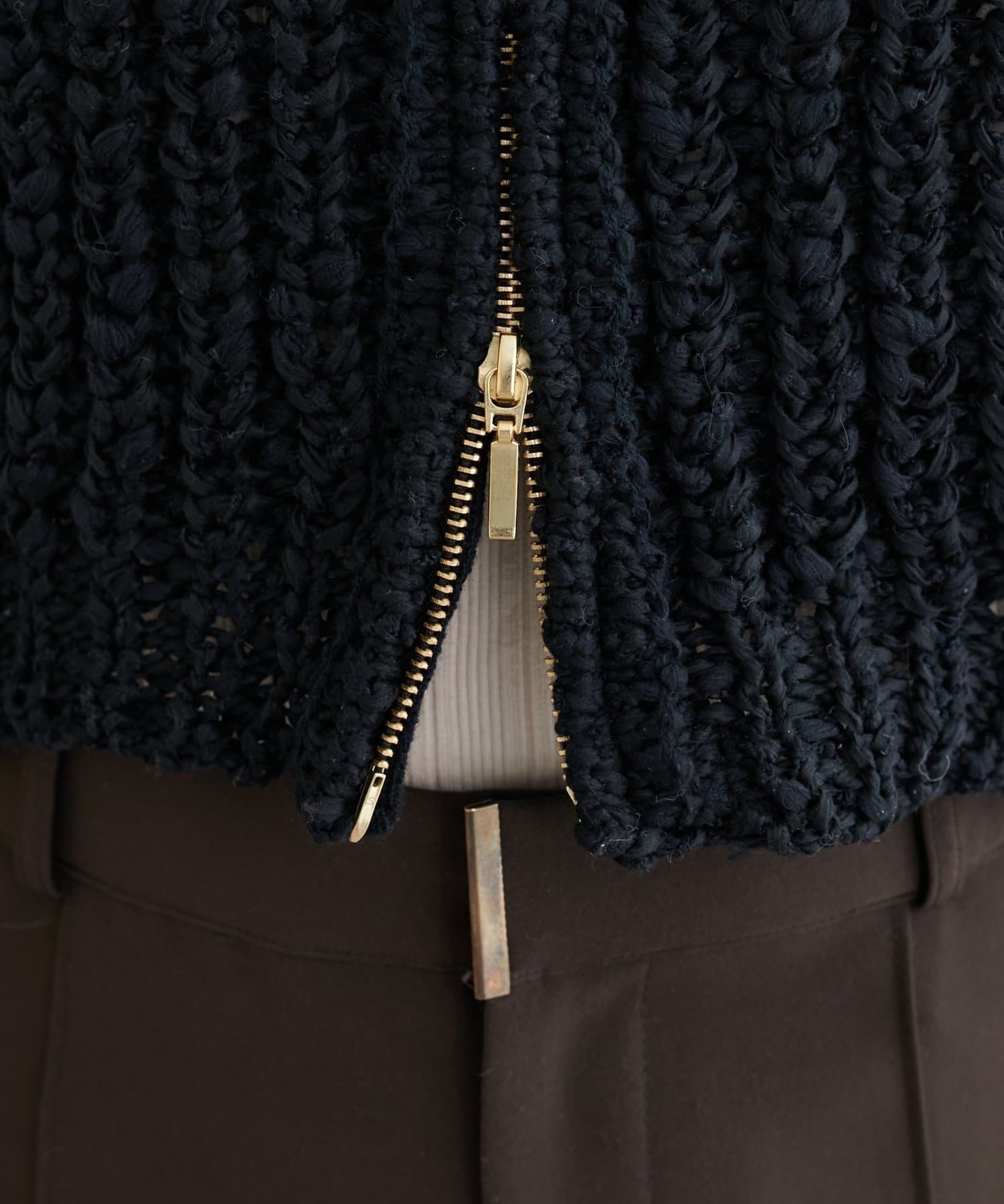 NICE CLAUP / OLIVE des OLIVE OUTLET(ナイスクラップ  / オリーブ デ オリーブ アウトレット) 【 natural couture】リボンヤーンショート丈カーデ