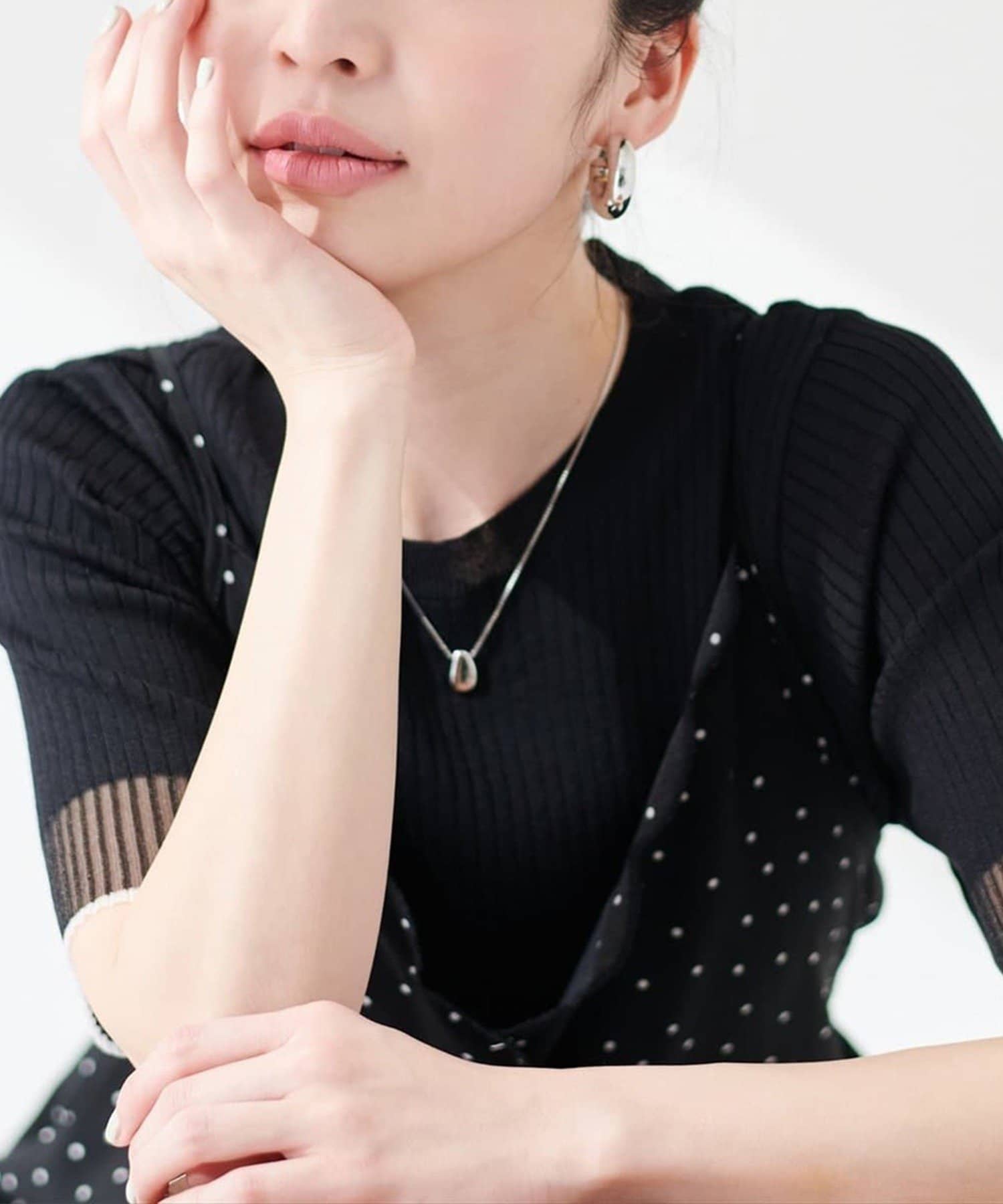 NICE CLAUP / OLIVE des OLIVE OUTLET(ナイスクラップ  / オリーブ デ オリーブ アウトレット) 【natural couture】袖口シアー強撚リブニット