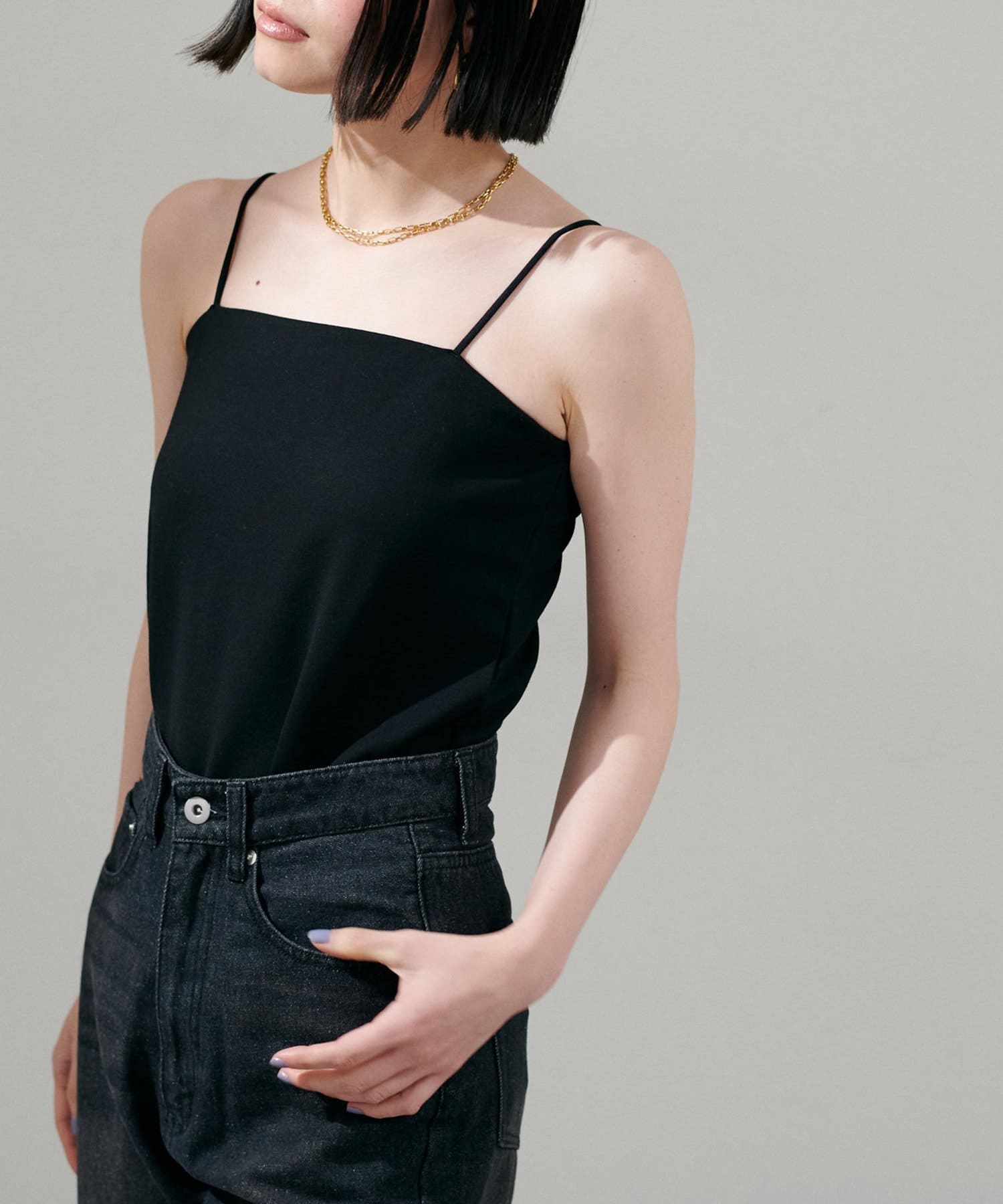 NICE CLAUP / OLIVE des OLIVE OUTLET(ナイスクラップ  / オリーブ デ オリーブ アウトレット) 【LARUTA】カップ付きレーヨンポンチキャミ