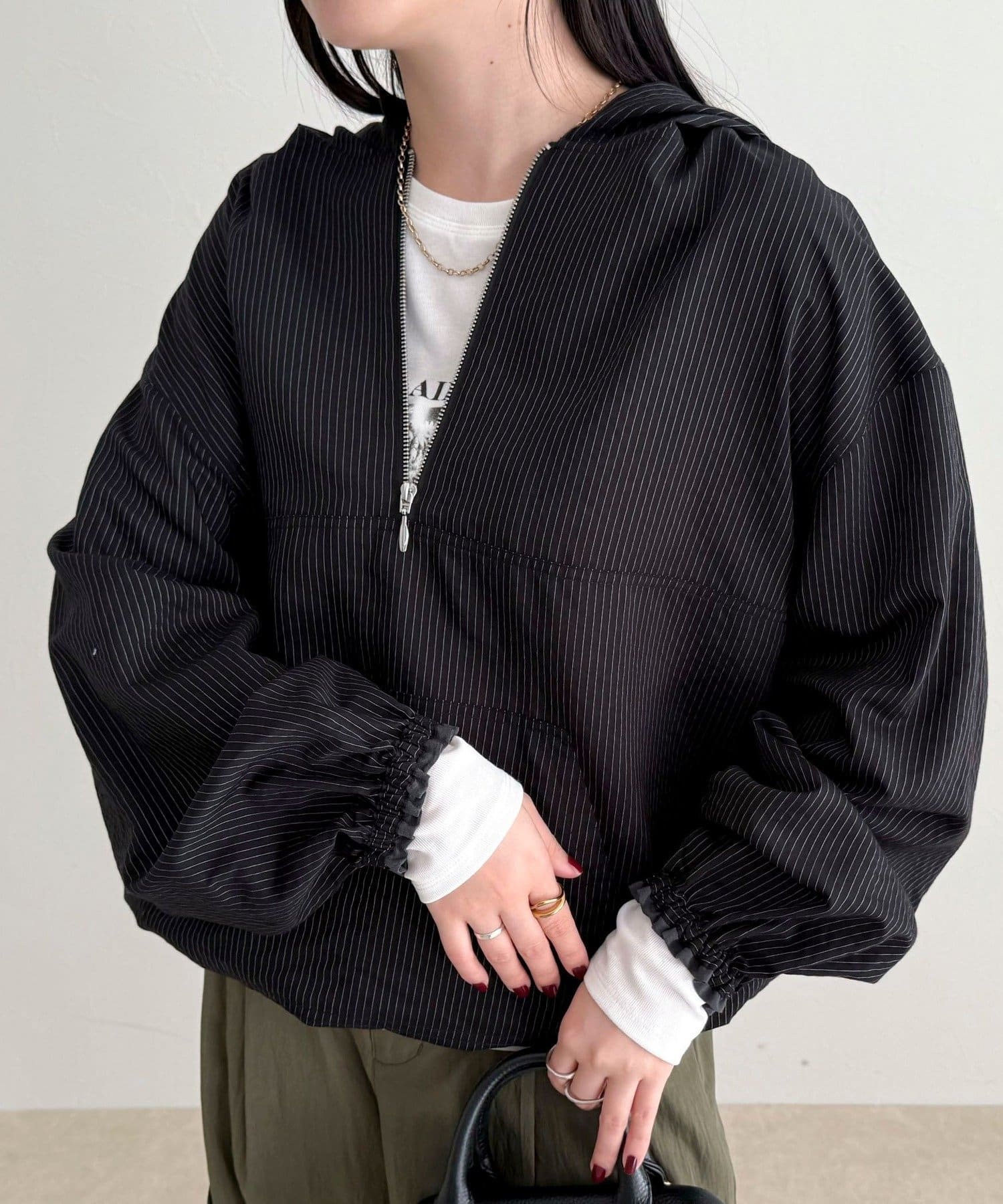 FREDY & GLOSTER(フレディ アンド グロスター) ストライプアノラックシャツブルゾン