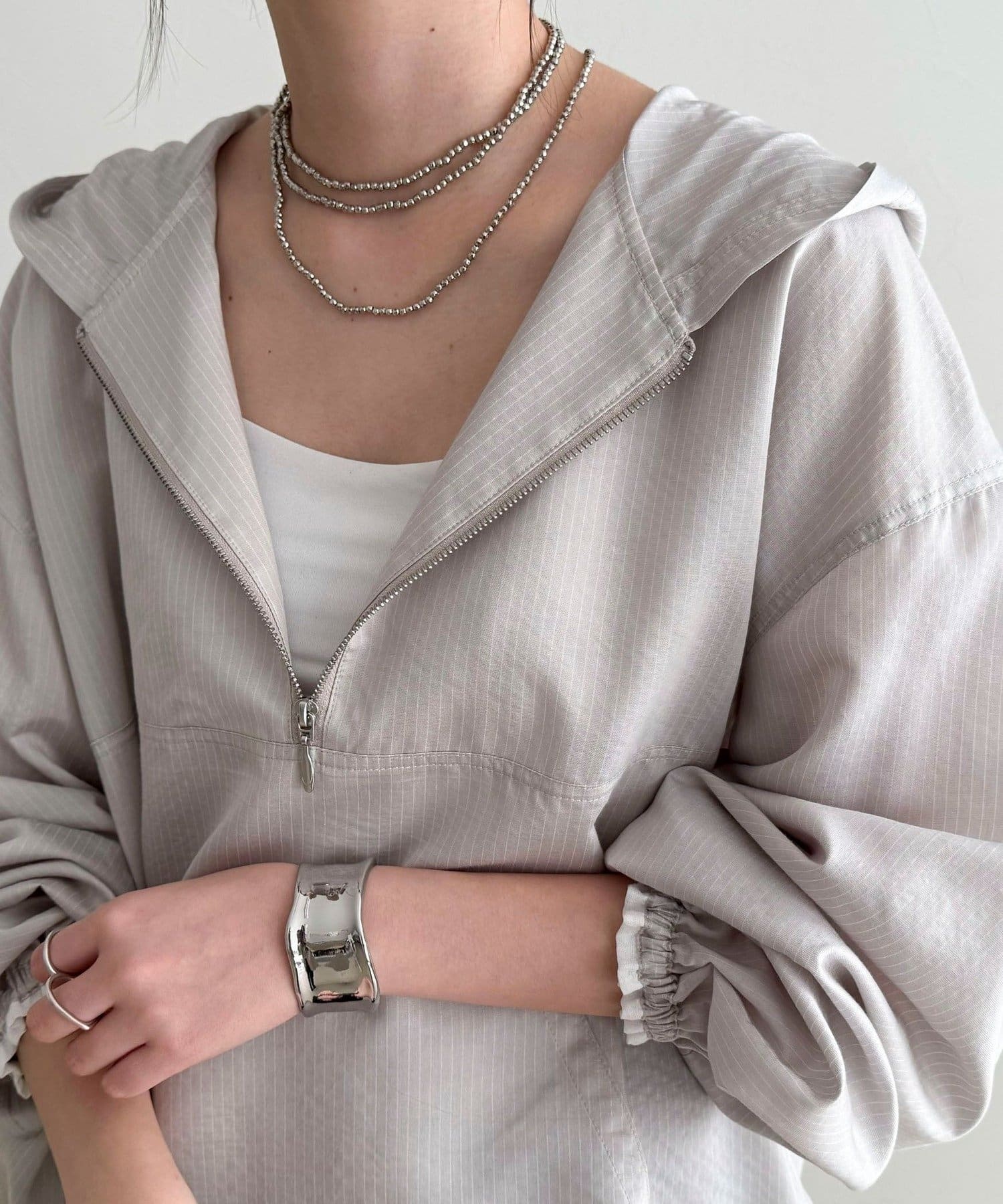 FREDY & GLOSTER(フレディ アンド グロスター) ストライプアノラックシャツブルゾン