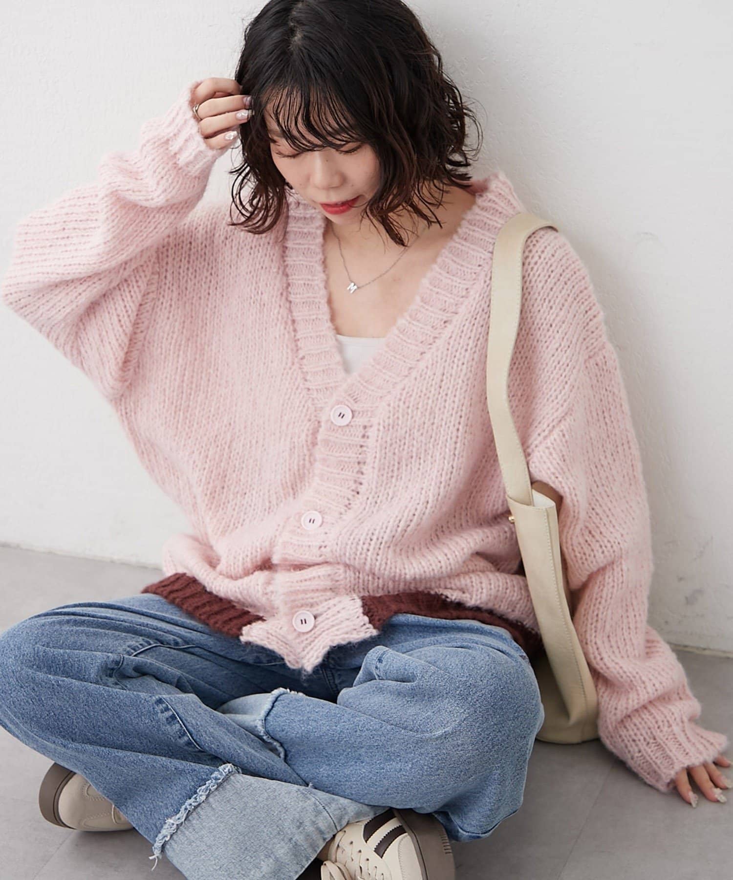 NICE CLAUP / OLIVE des OLIVE OUTLET(ナイスクラップ  / オリーブ デ オリーブ アウトレット) 【NUNIFE】裾配色カーディガン