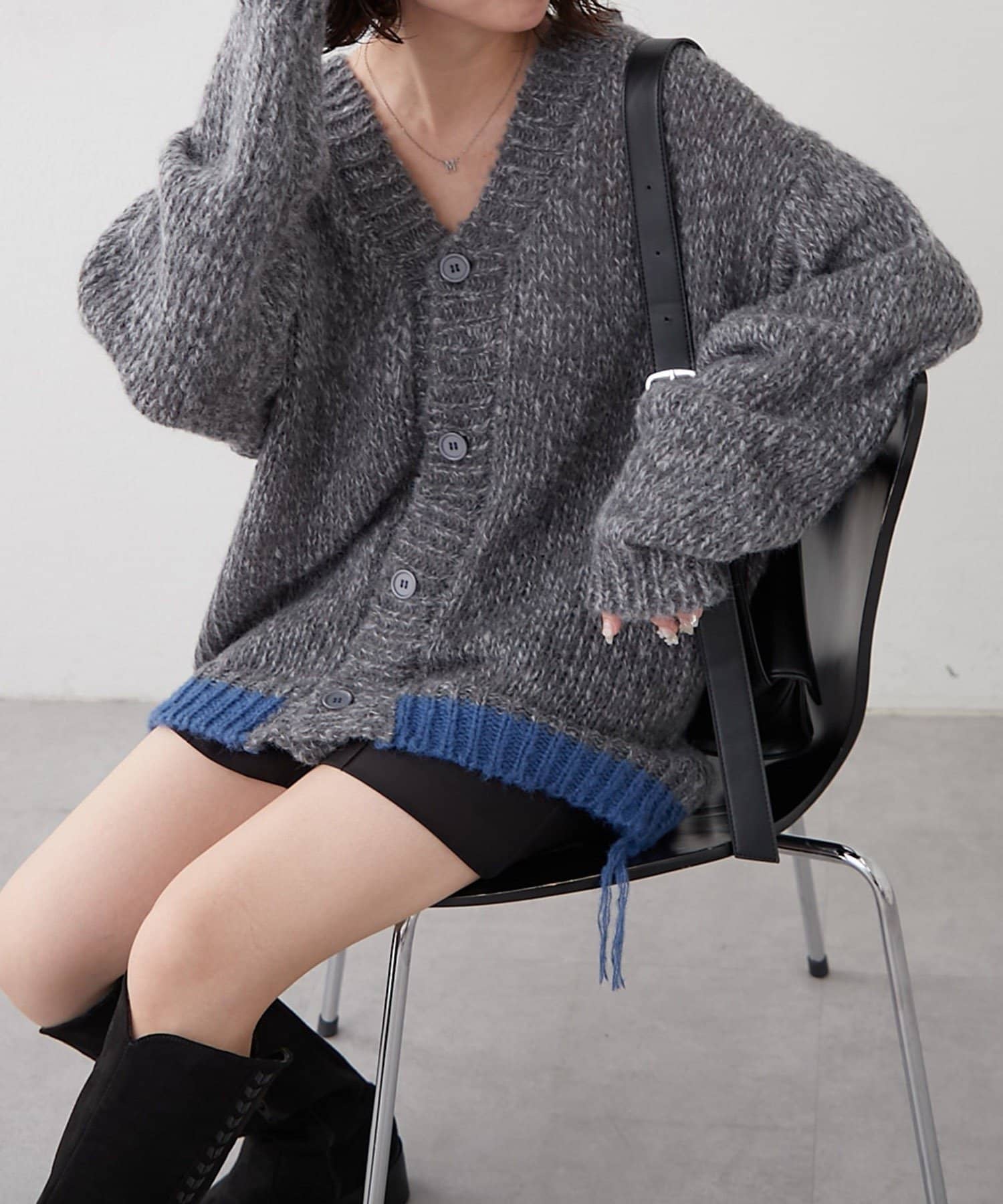 NICE CLAUP / OLIVE des OLIVE OUTLET(ナイスクラップ  / オリーブ デ オリーブ アウトレット) 【NUNIFE】裾配色カーディガン