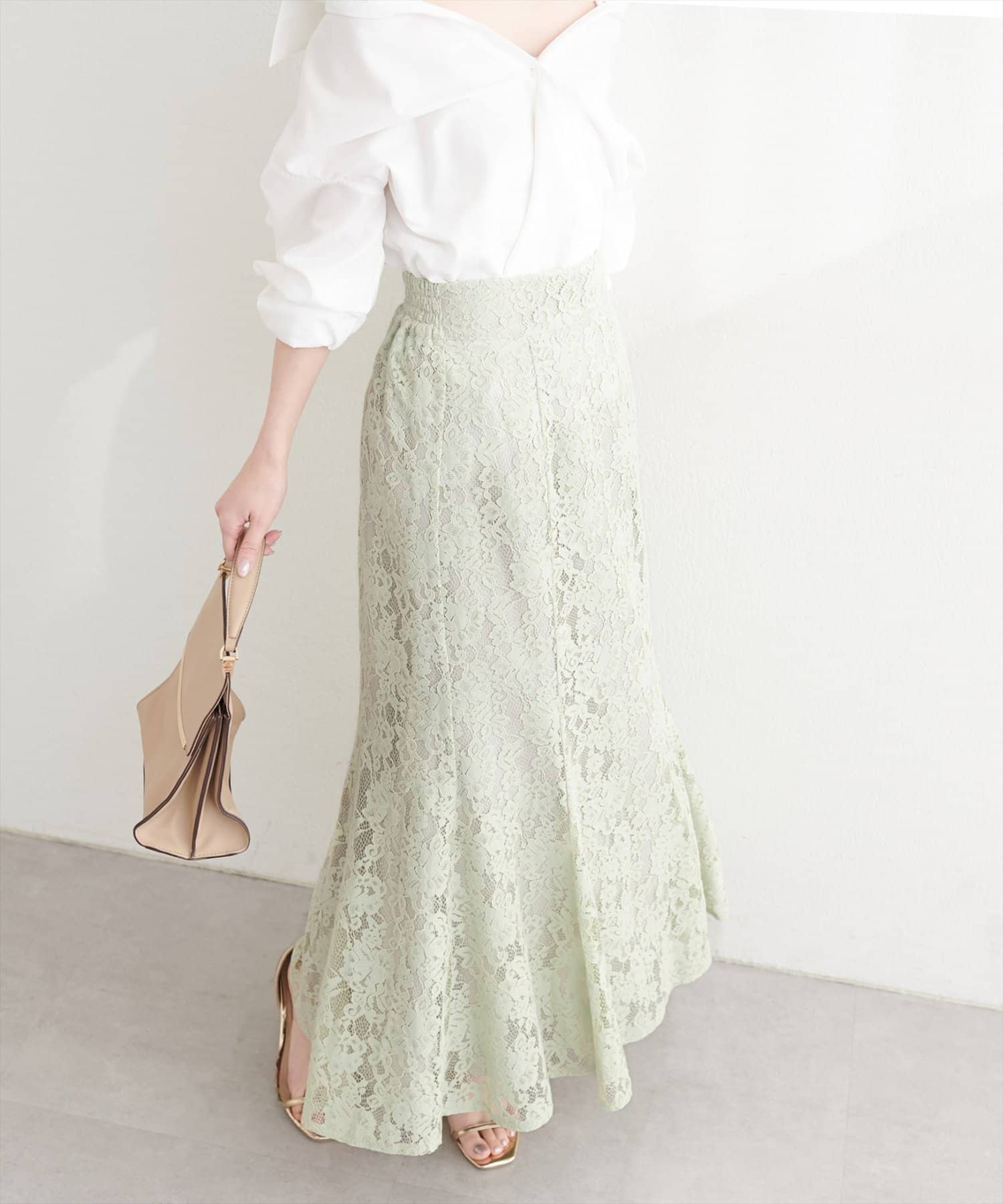 natural couture(ナチュラルクチュール) 着丈変えられるレースマーメイドスカート