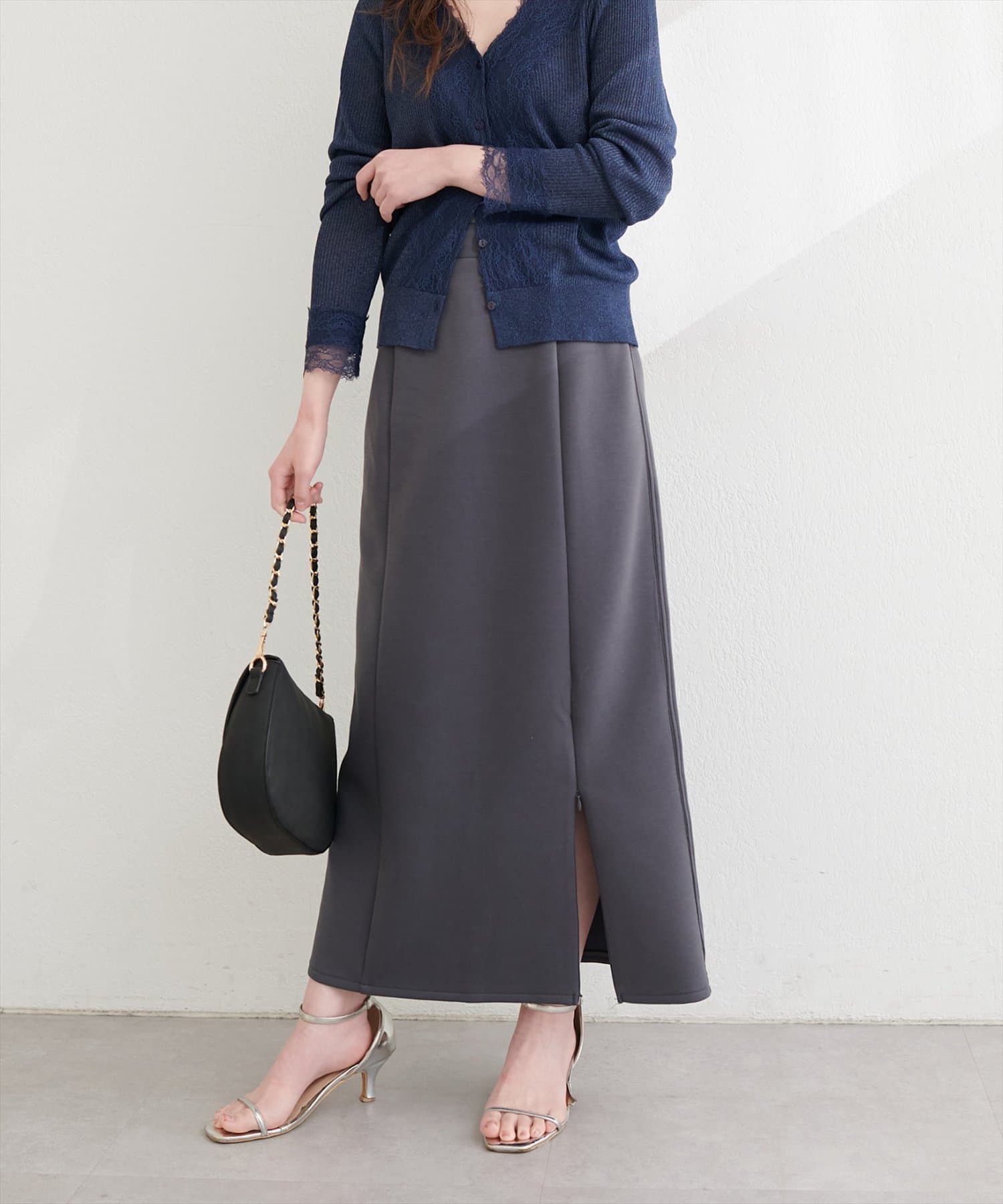 natural couture(ナチュラルクチュール) サイドラインナロースカート