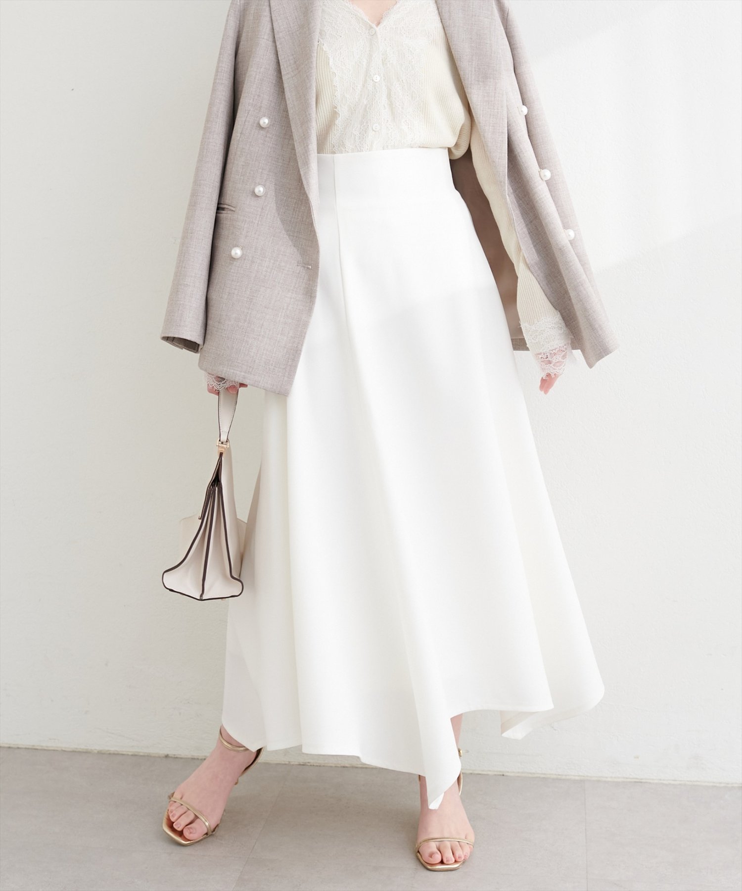 natural couture(ナチュラルクチュール) サイド釦イレヘムスカート