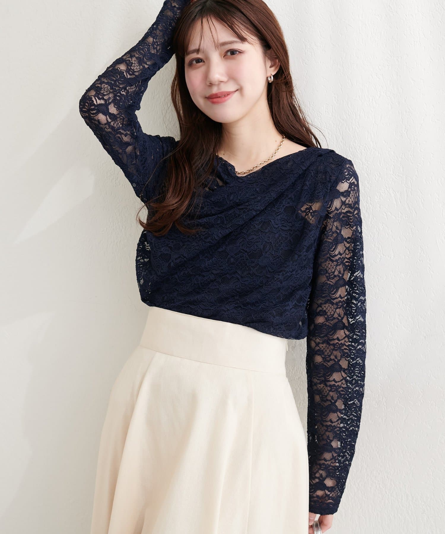 natural couture(ナチュラルクチュール) ドレープレースプルオーバー