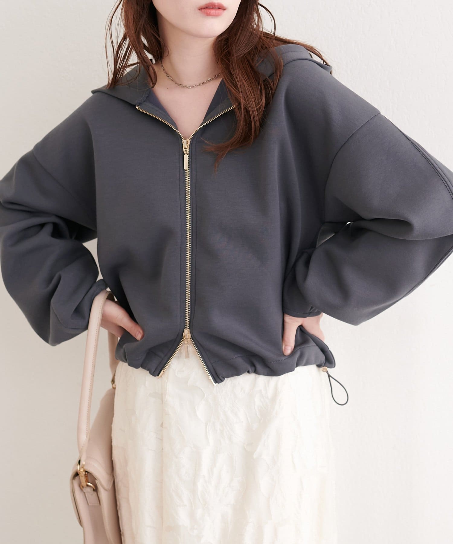 natural couture(ナチュラルクチュール) サイドラインスリーブパーカー