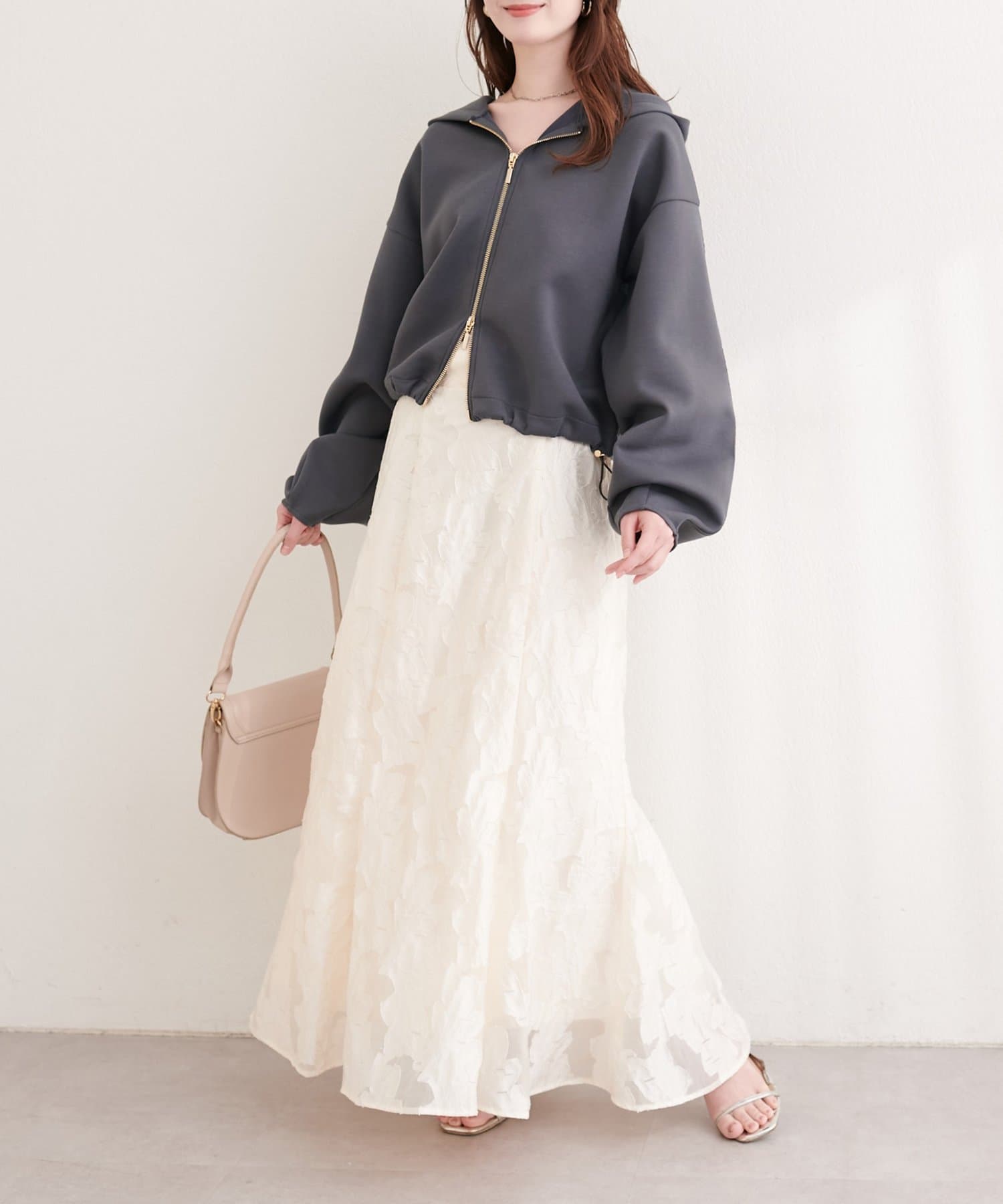 natural couture(ナチュラルクチュール) サイドラインスリーブパーカー