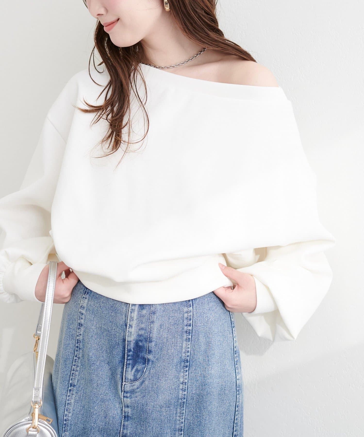 natural couture(ナチュラルクチュール) オフショルスウェットプルオーバー