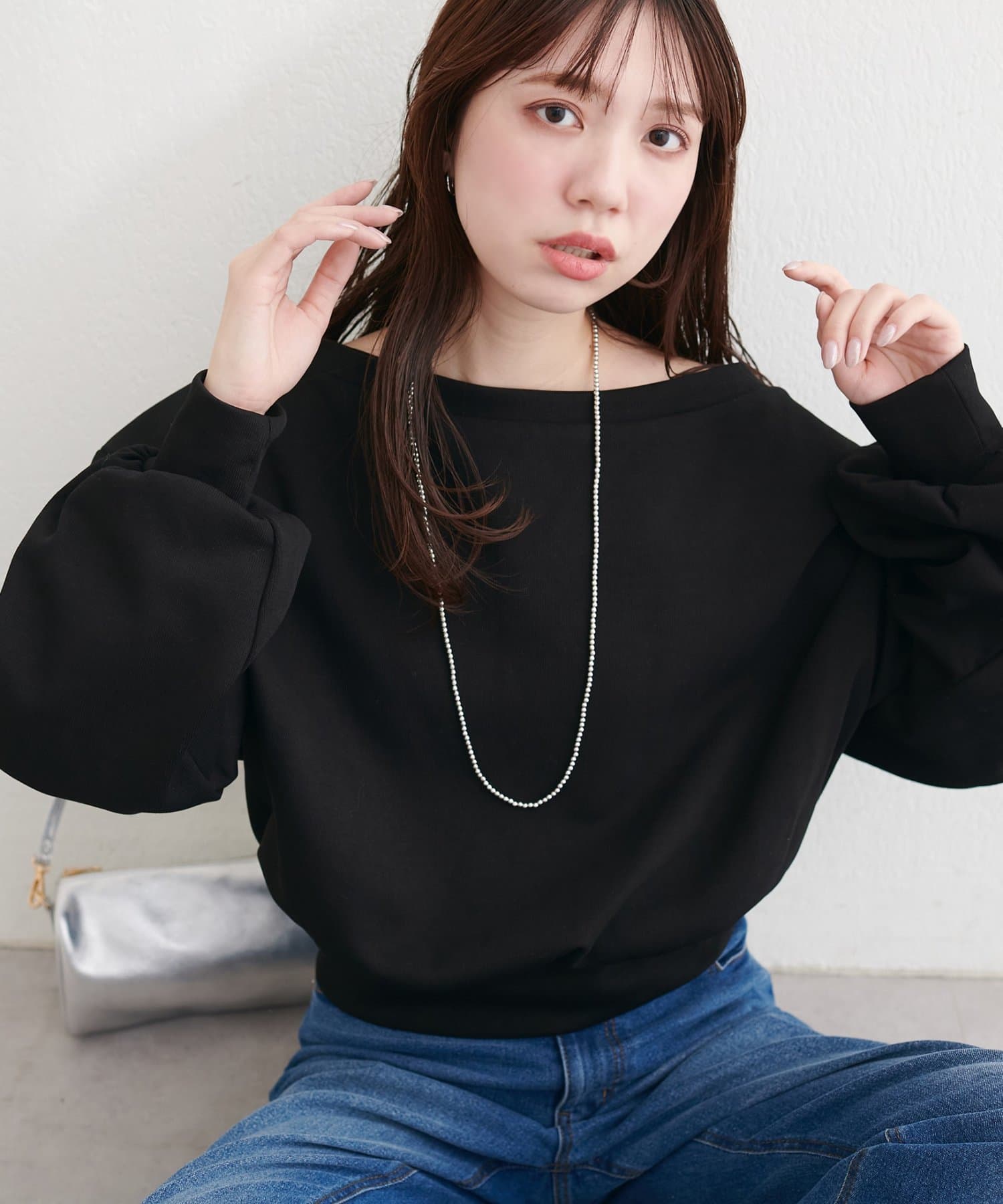 natural couture(ナチュラルクチュール) オフショルスウェットプルオーバー