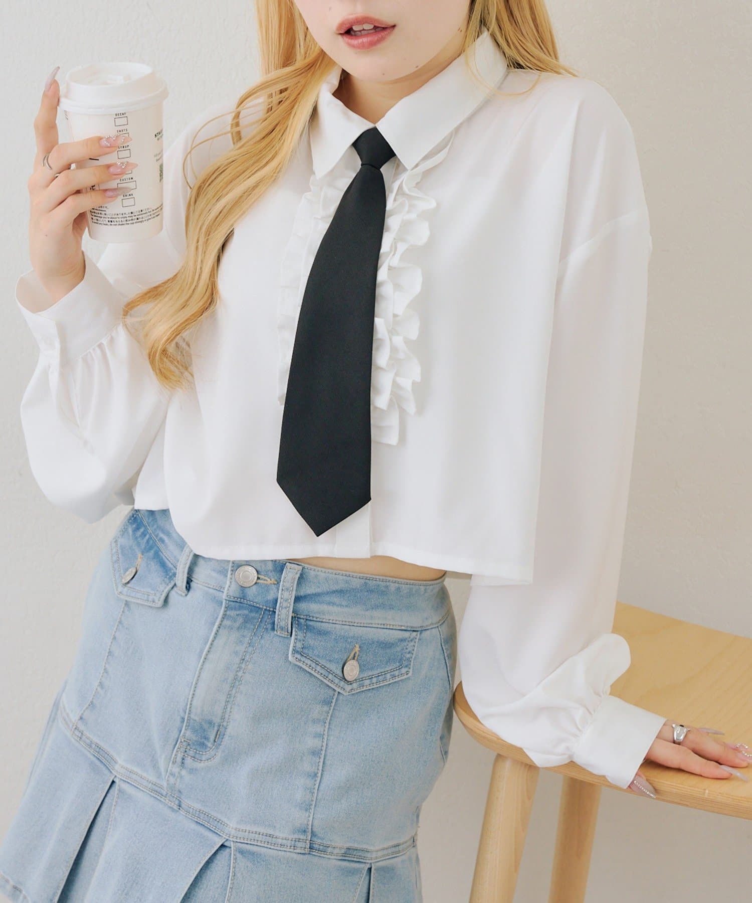 NICE CLAUP / OLIVE des OLIVE OUTLET(ナイスクラップ  / オリーブ デ オリーブ アウトレット) 【RMAF】フリルブラウス