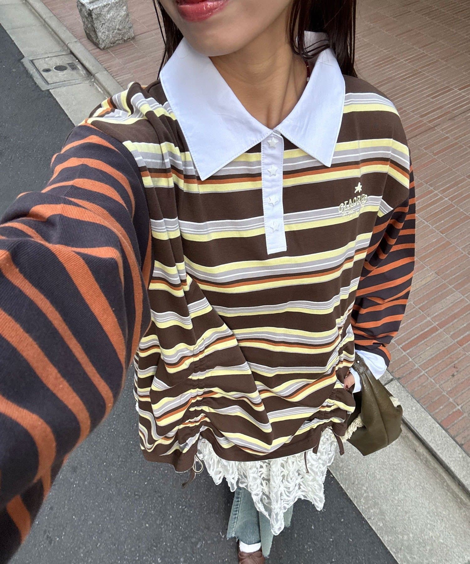 CIAOPANIC(チャオパニック) クレイジーボーダーシャーリングラガーシャツ