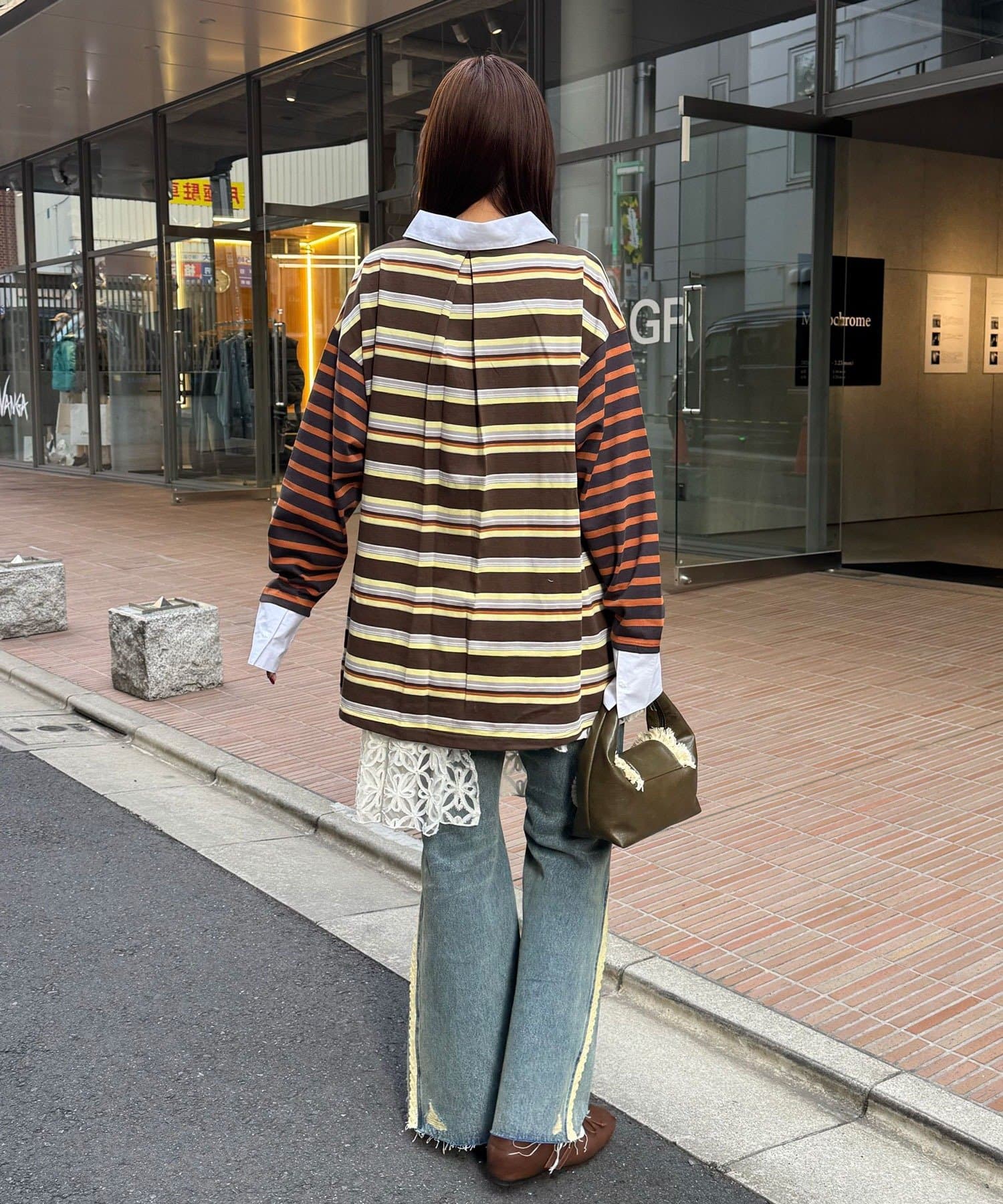 CIAOPANIC(チャオパニック) クレイジーボーダーシャーリングラガーシャツ