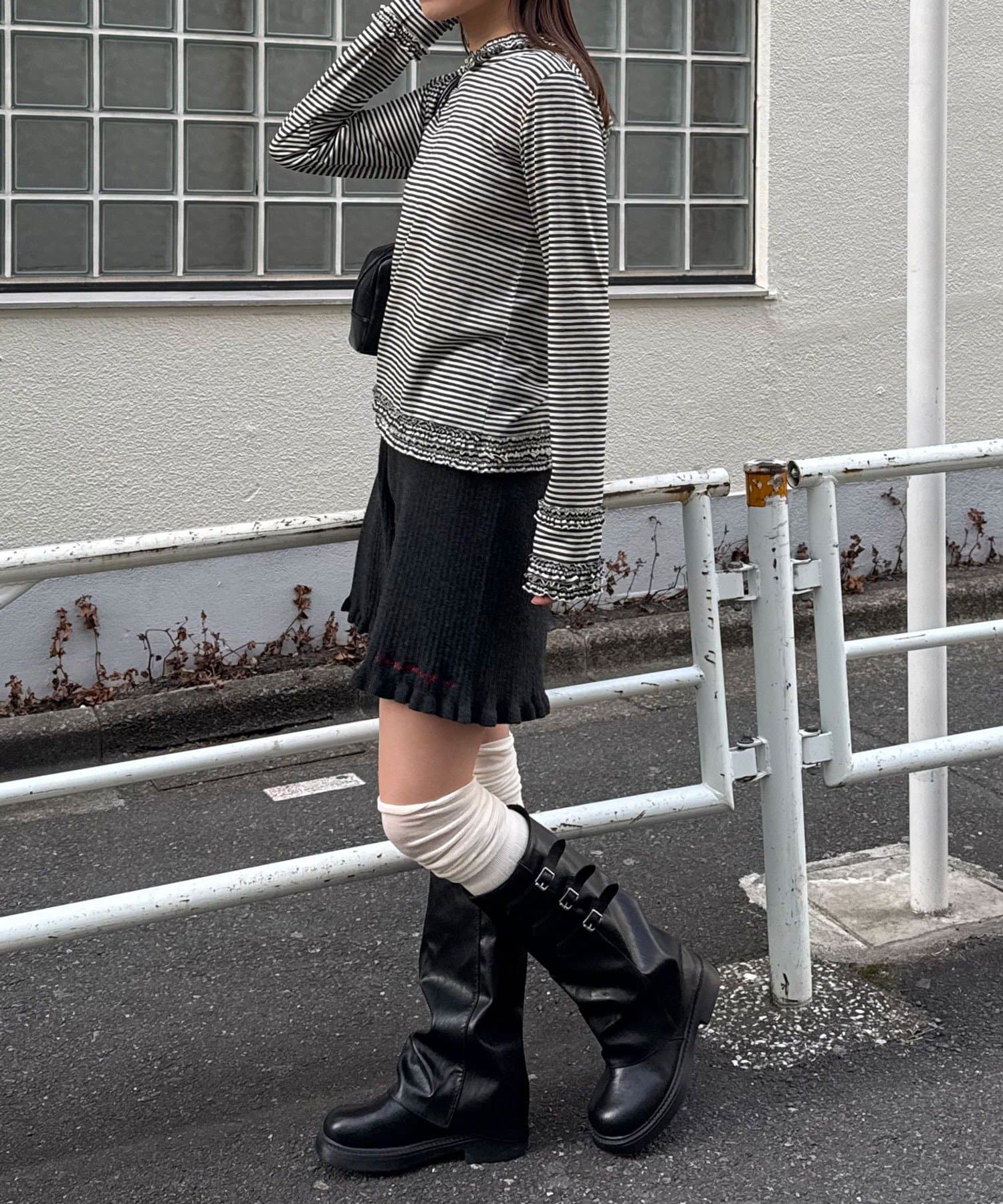 CIAOPANIC(チャオパニック) シアーフリルフーディートップス