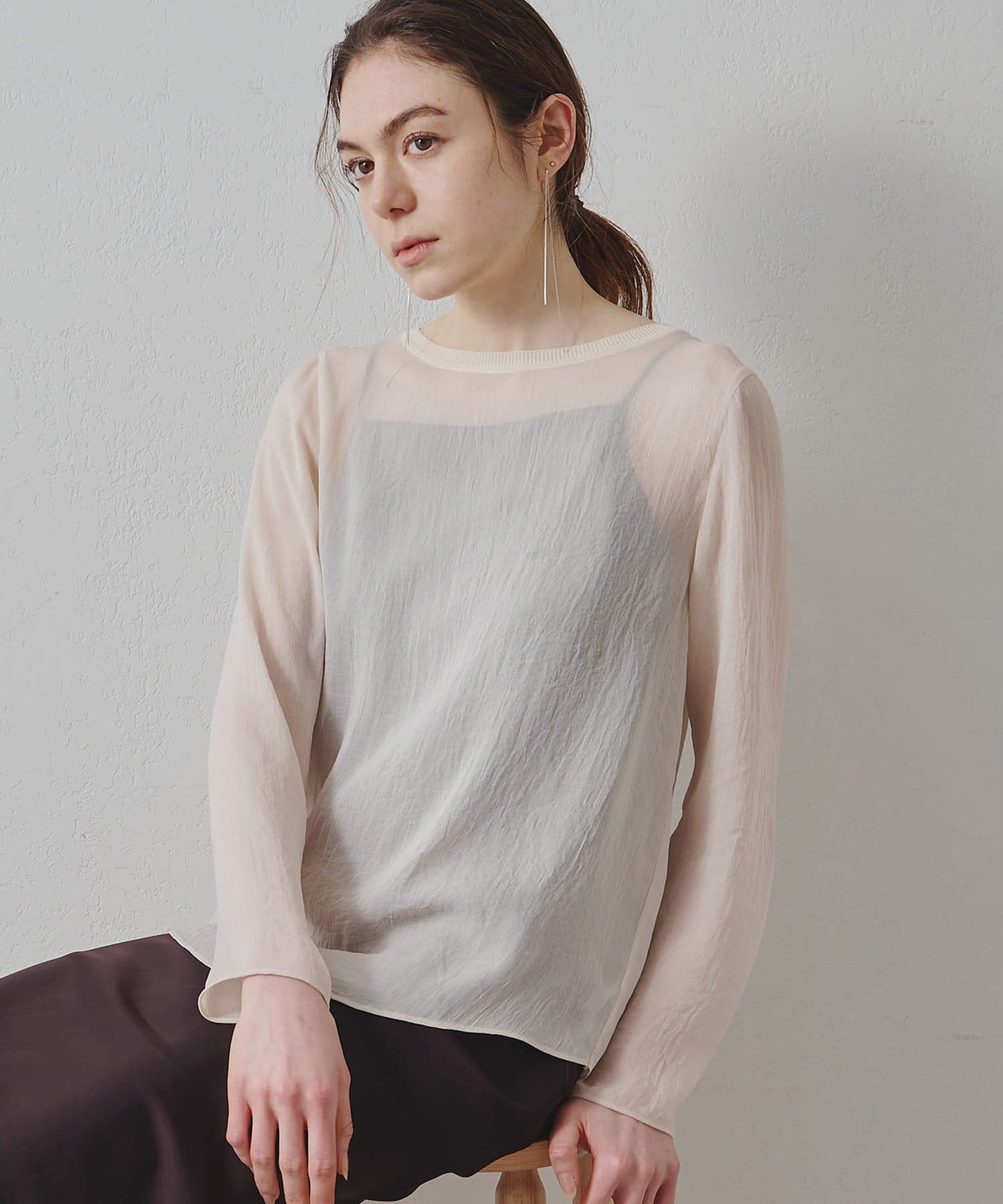 Whim Gazette(ウィム ガゼット) 【Drawing Numbers】トリアセポリシースルーブラウス